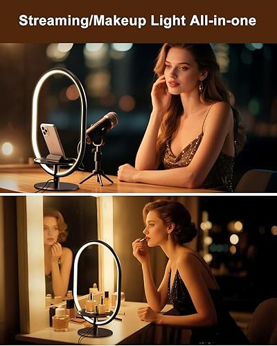 Miniatura 5 de Lámpara de mesa LED moderna con bandeja de almacenamiento, lámpara de noche con 3 temperaturas de color, 10 niveles regulables para