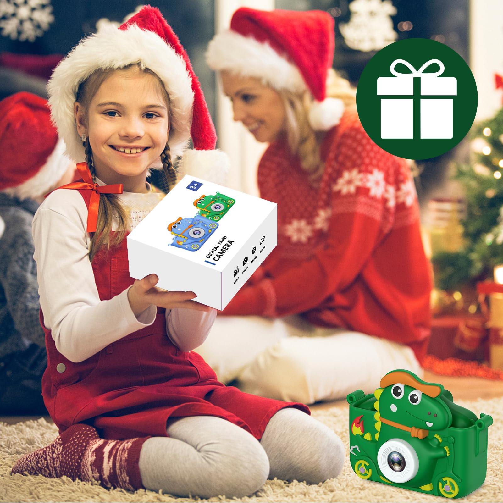 Cámara de Fotos Infantil Dinosaurio, 2" 1080P cámara Digital, HD Selfie Apareille Photo 32G, Eouet Infantil y Regalo niña 3 4 5 6 7 8 9 10 11 12 años, Bien Juegos para niños (Verde)