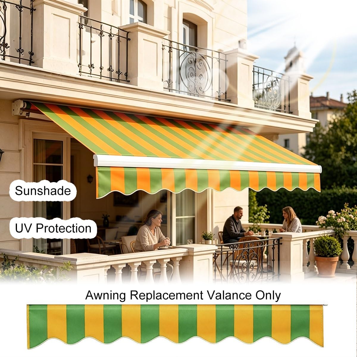 Générique Toile de Lambrequin H 25cm pour Store Banne, Remplacement en Polyester Déperlant 320g/㎡ avec Jonc, Protection Solaire pour Jardin Terrasse Camping-Car(Yellow Green,B700cmxH25cm)