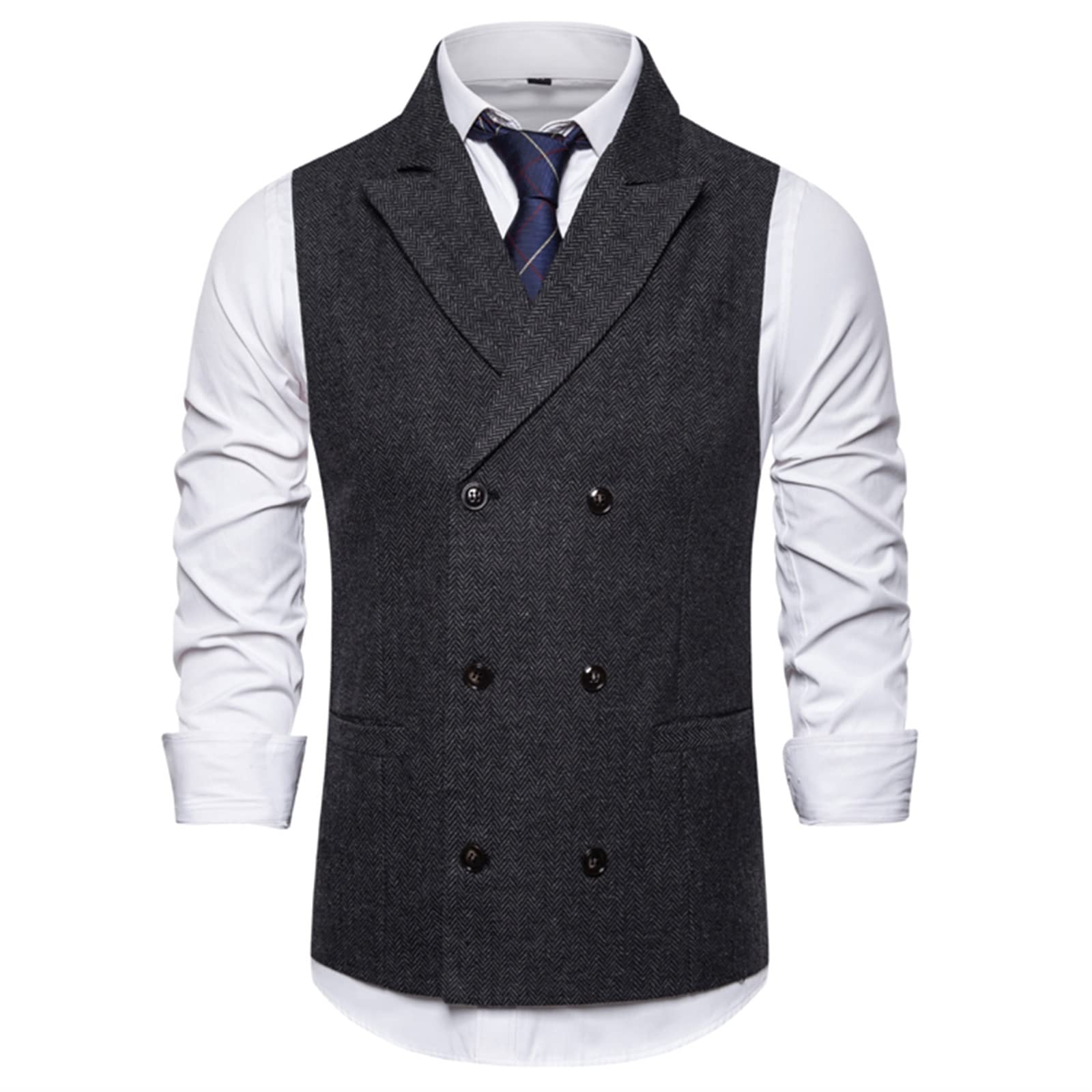 Gilet de costume vintage formel au boutonnage traditionnel ajusté pour homme élégant