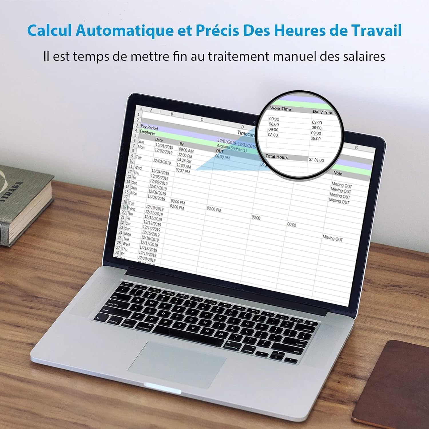 NGTeco WiFi Pointeuse pour Employés Petite Entreprise, W3 WiFi Biométrique Pointeuse à Empreinte Digitale, pointeuse horaire Personnel avec APP pour iOS Android (English)