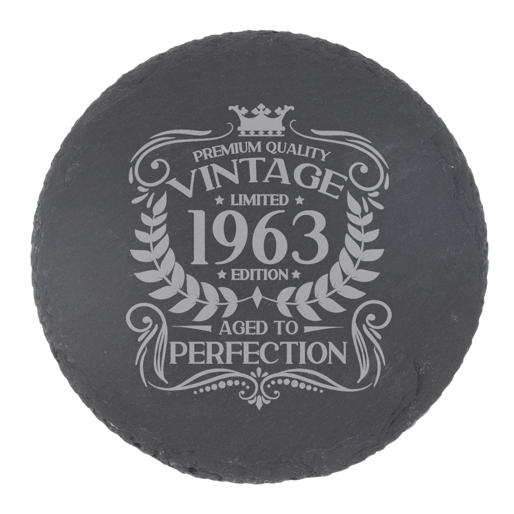 80th Birthday Gift for Men Vintage 1946 Aged to Perfection Engraved Slate Coaster Present for 80 Year Old Etched Natural Slate Placemat (Round Slate) — view 163