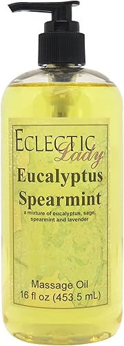 Miniatura 7 de Aceite de masaje de menta verde eucalipto, 8 onzas, con aceite de almendras dulces y aceite de jojoba, sin conservantes, perfecto para aromaterapia