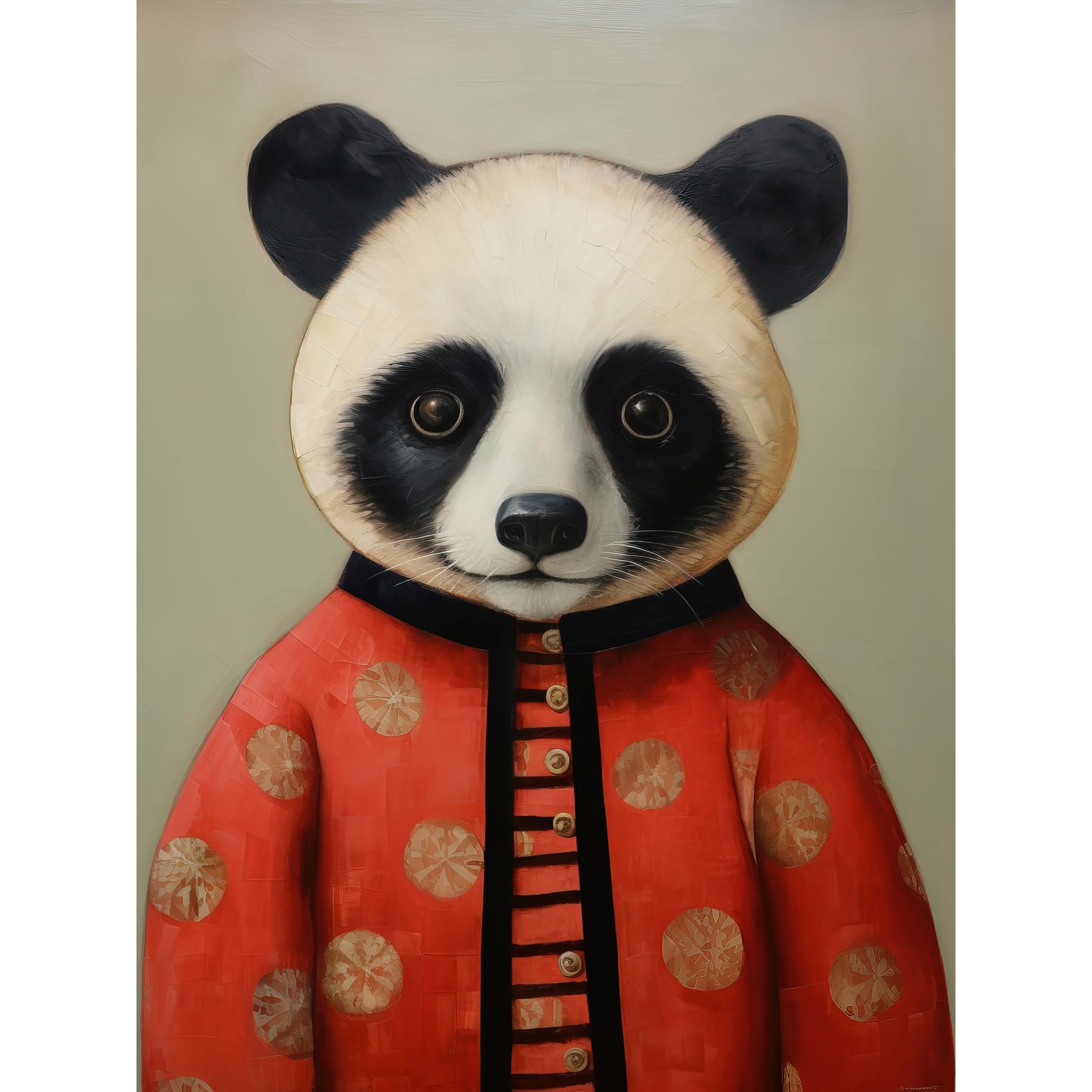 Artery8 Panda Cub in Chinese Uniform Fun Kids Bedroom Artwork Large Wall Art Poster Print Thick Paper 18X24 Inch