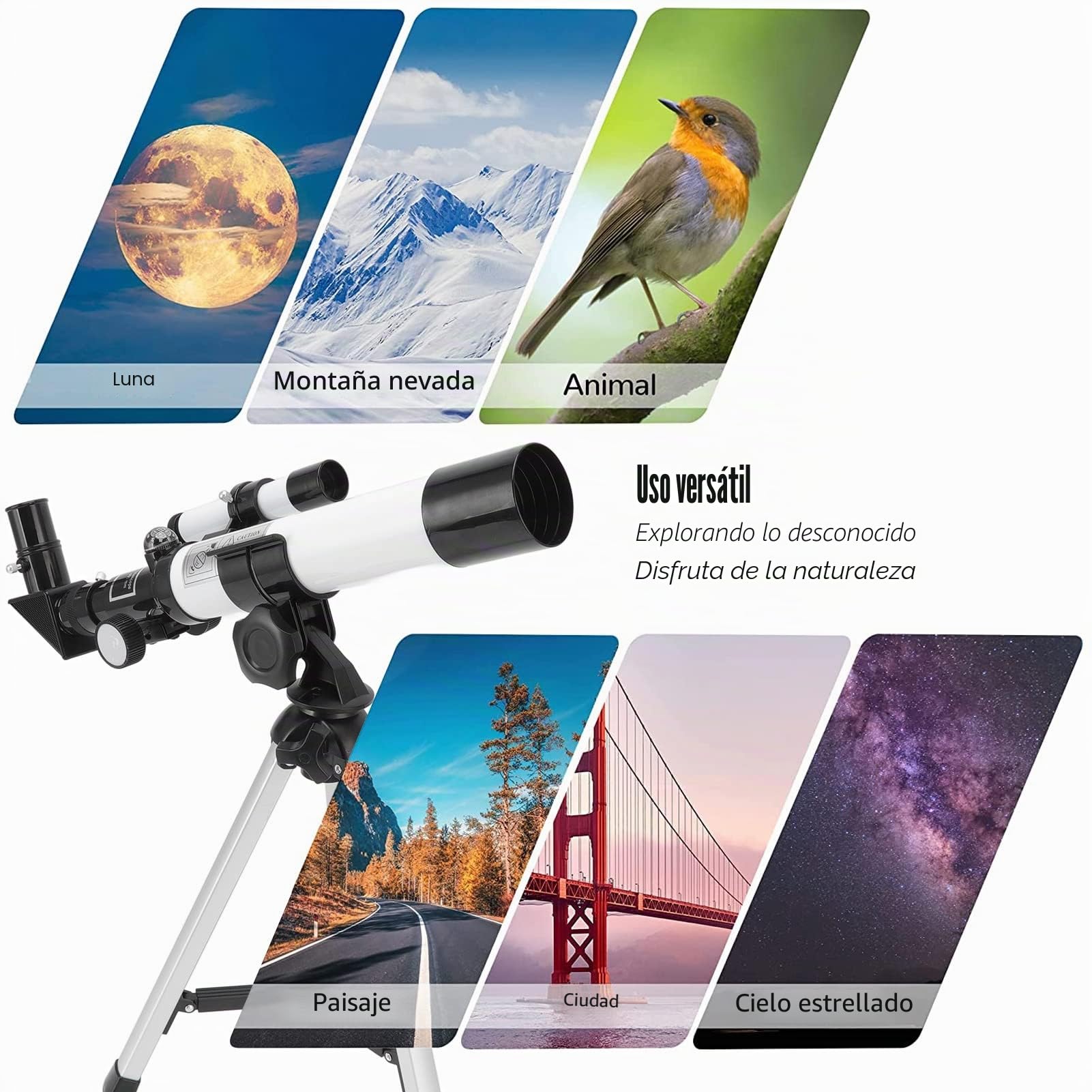 Apertura del Telescopio de 40 Mm, Telescopio Refractor Astronómico Portátil de Longitud Focal de 400 Mm, Telescopio Profesional Refractor Astronómico, Telescopio para Adultos Niños