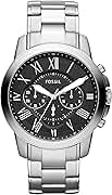 Fossil Men's Watch, Grant Quartz Stainless Steel Chronograph Watch for Men,Color: Silver