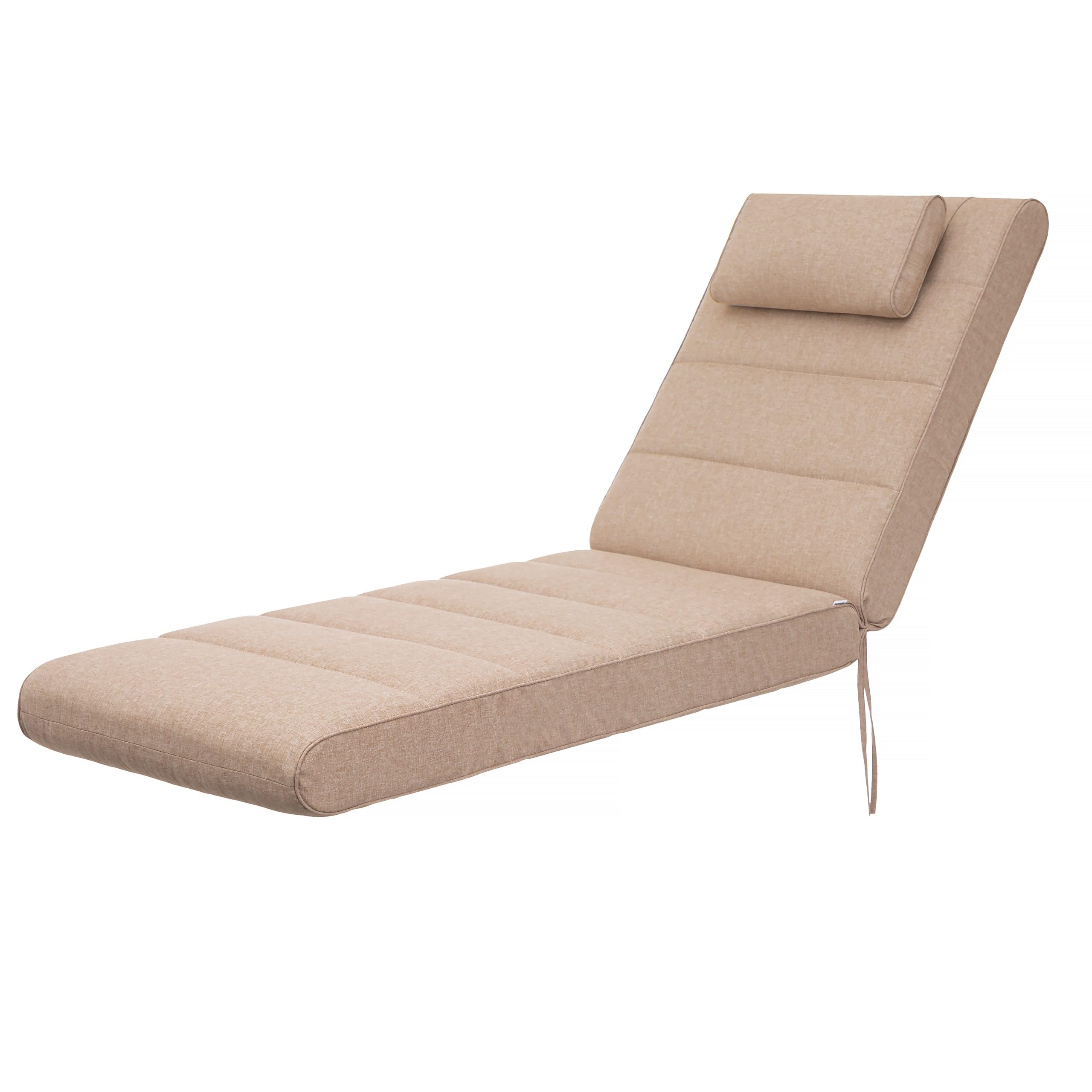 para interior/exterior, cojín de asiento, cojín acolchado, cojín para muebles de jardín, para sillas o tumbonas, acolchado, sofá, 204 x 60 x 10 cm, color beige