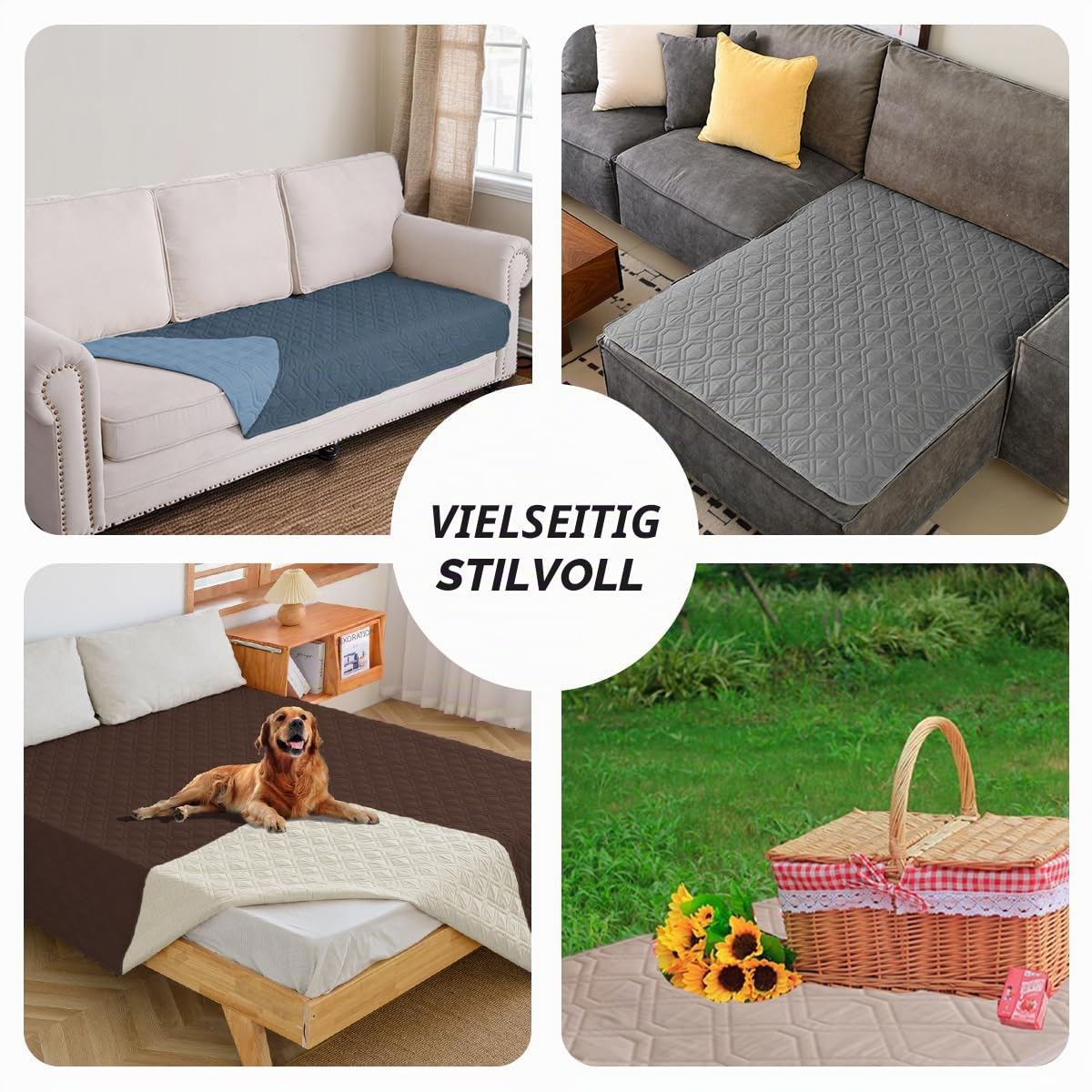 wasserdichte Hundedecke - Robuste Hundematte,203 * 209cm Outdoor hundematte maschinenwaschbar,Wendedecke hundedecke für unterwegs,Hunde & Katzen geeignet beige
