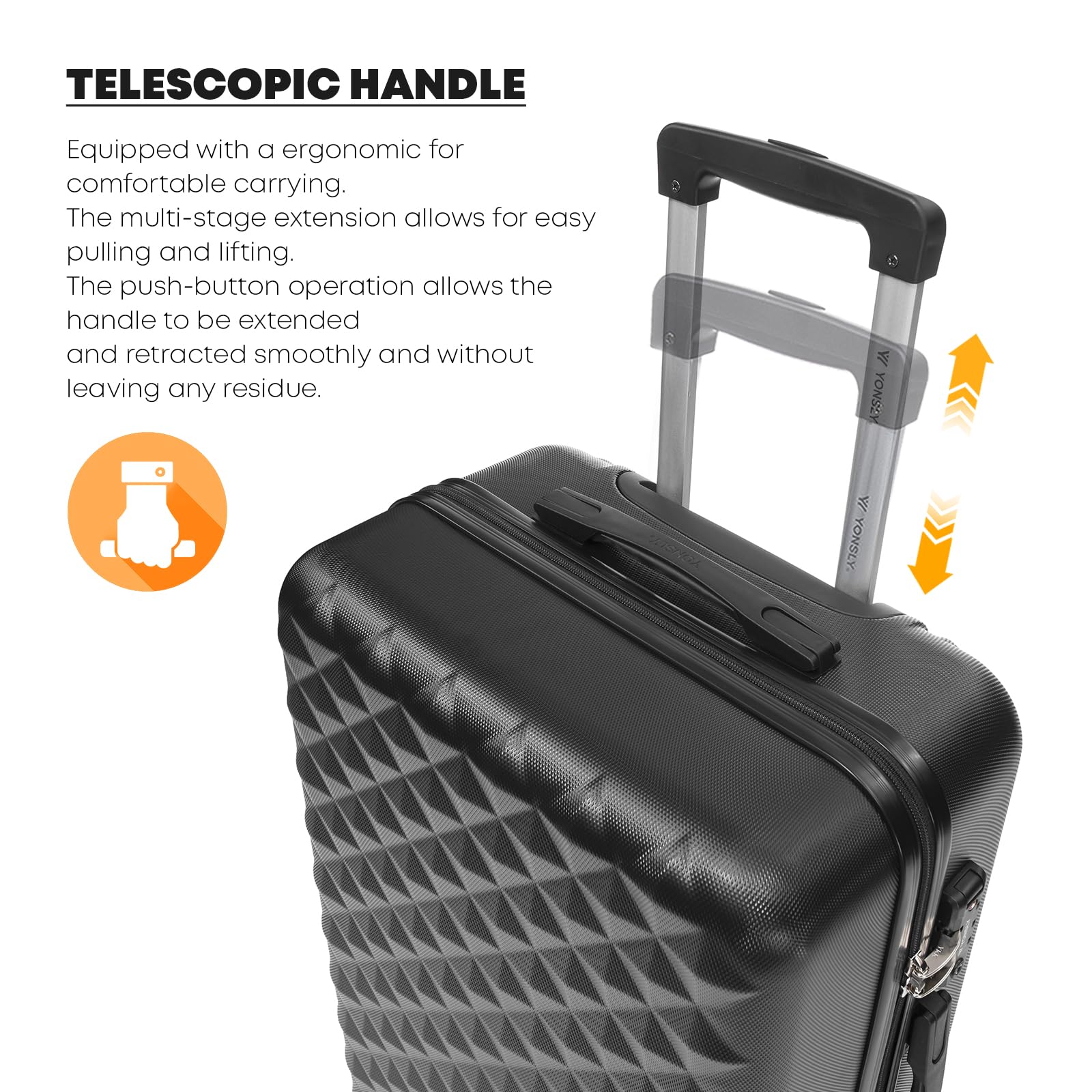 Premium Reisekoffer TSA-Schloss,YKK-Reißverschluss Hartschalen-Koffer Trolley Kabinenkoffer Rollkoffer Suitcase Handgepäck 4 Rollen (Schwarz, XL)