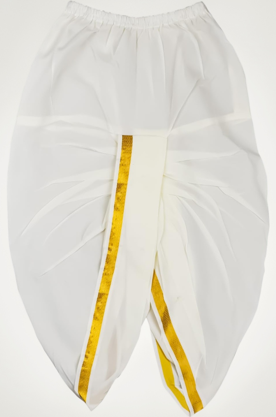 Kerala Cotton Kasavu Mundu Dhoti for Boys, Offwhite with Golden Border, Traditional Mundu (Offwhite)