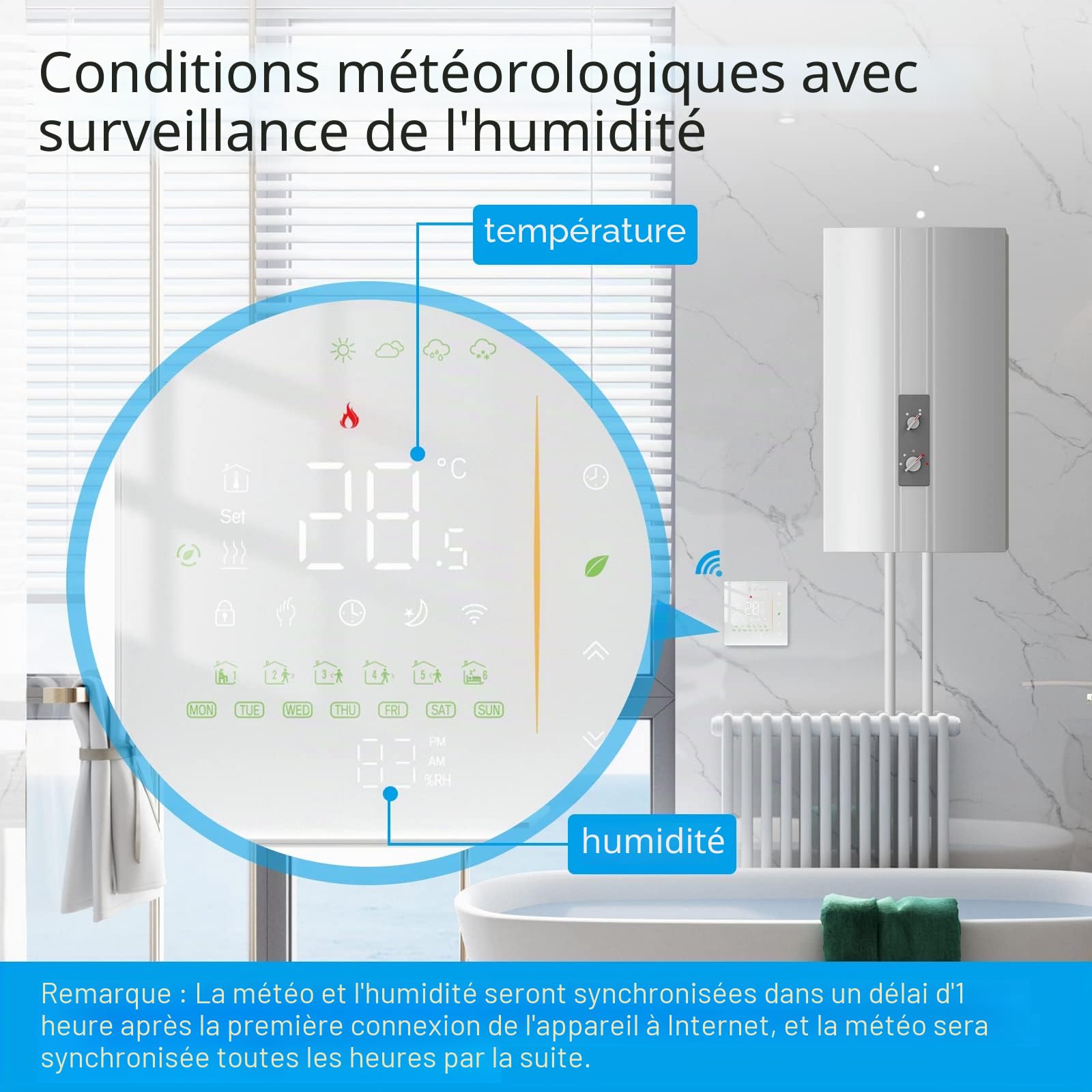 MOES Tuya WiFi Thermostat Intelligent Chaudière | Pour chaudière à gaz 5A, programmable, contrôle sans fil Tuya/Smart Life, fonctionne avec Alexa