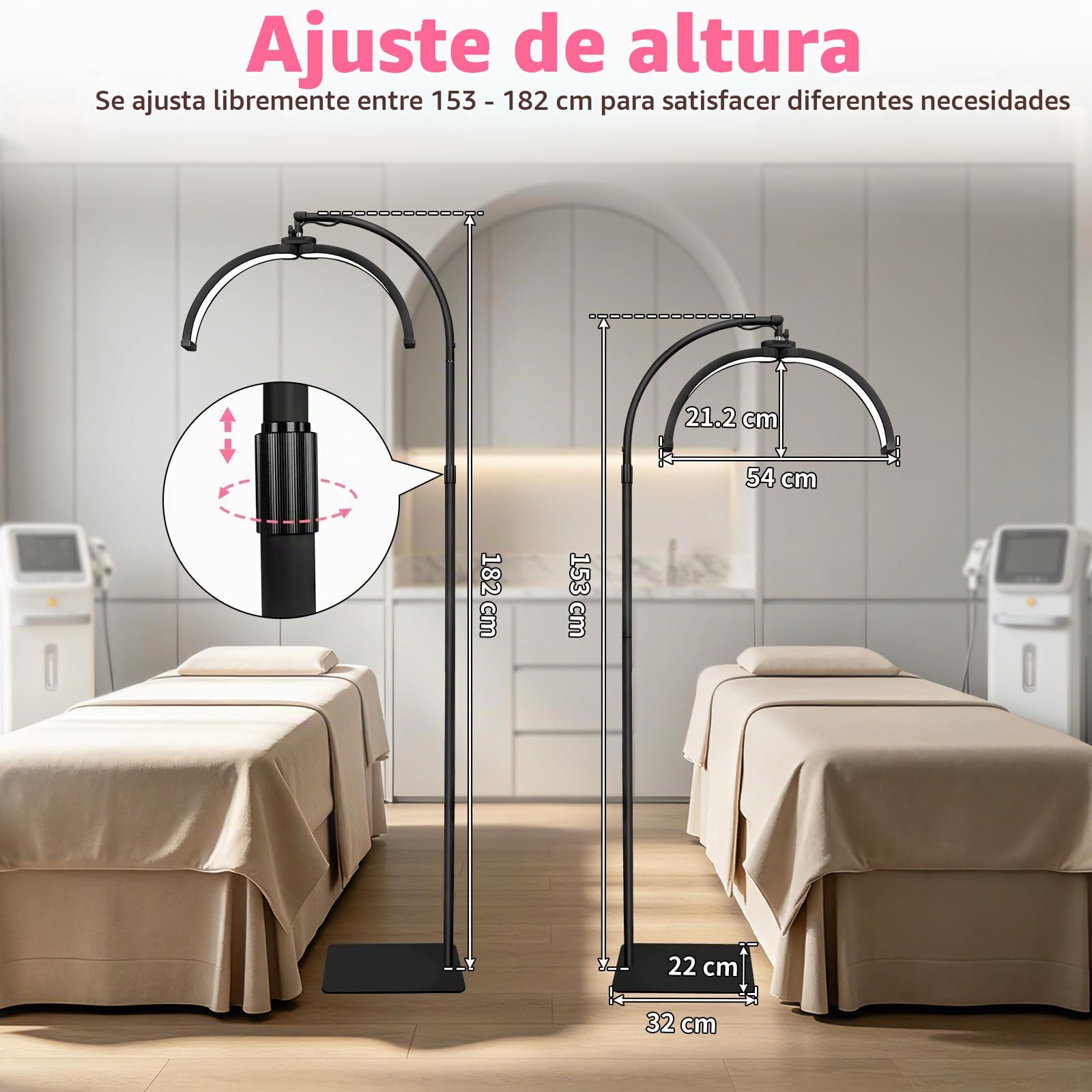 CGBE Lámpara LED de Pie para Pestañas Plegable Media Luna Sin Sombras