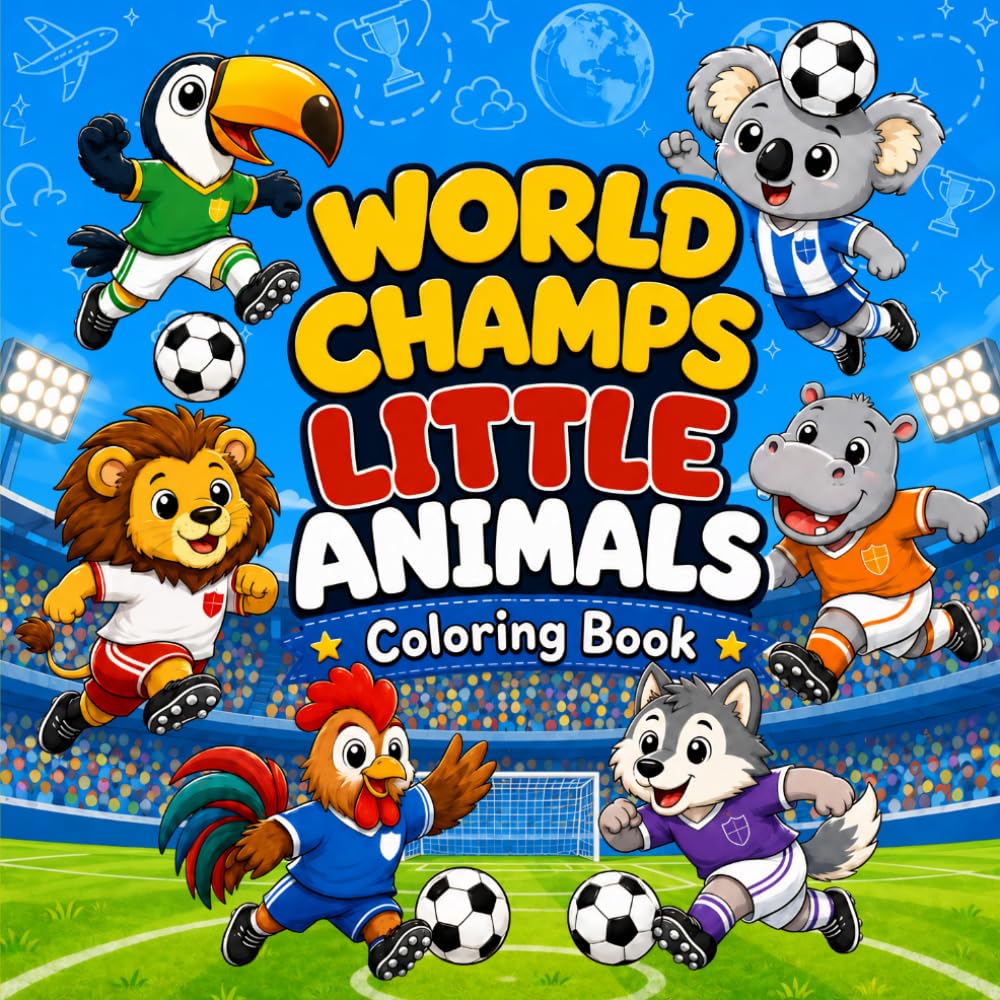 World Champs Little Animals Coloring Book: Fun Soccer Action Scenes with Cute Little Animals