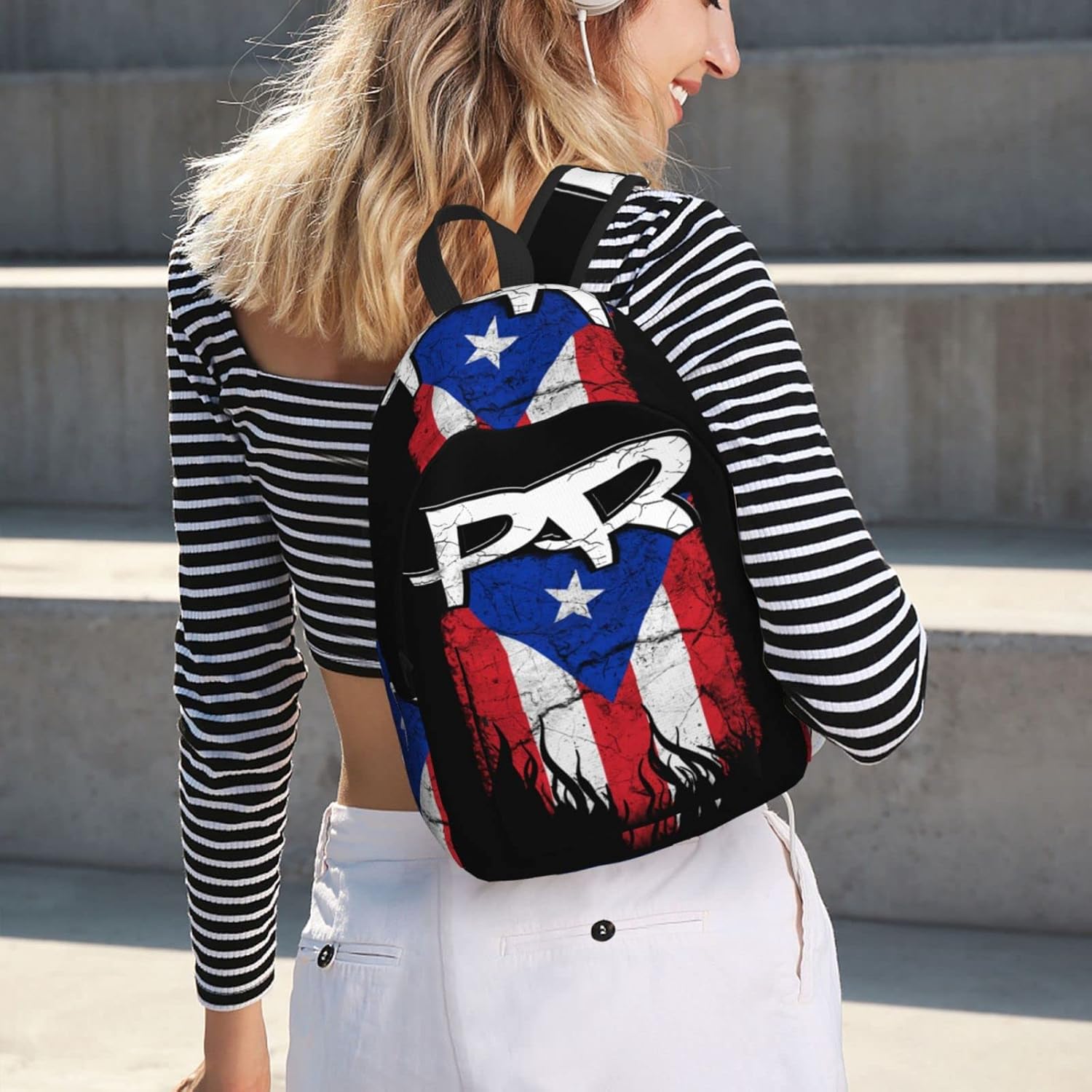 Puerto Rico Pr Flag Backpack with Adjustable Straps, Suitable for Travel Picnics Activities - Image 7