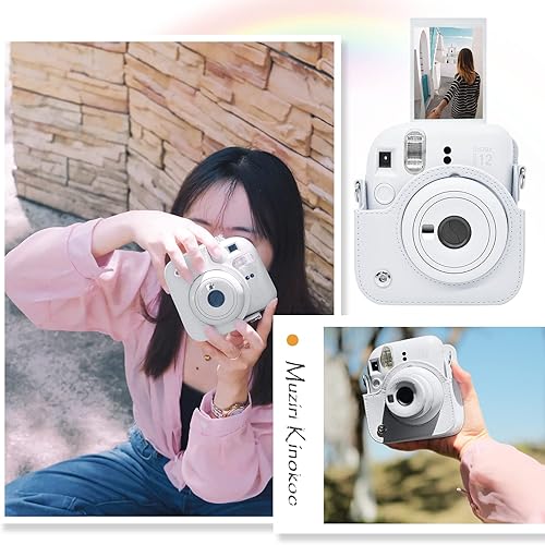 Miniatura 2 de MUZIRI KINOKOO Funda para cámara instantánea Fujifilm Fuji Instax Mini 12Polaroid Mini 12 - Funda protectora de piel sintética con correa ajustable