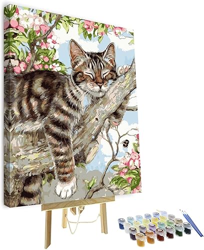 Pintura por números pintura a mano serie de gatos sobre lienzo para adultos principiantes niños dibujo con pinceles decoración de casa sin marco
