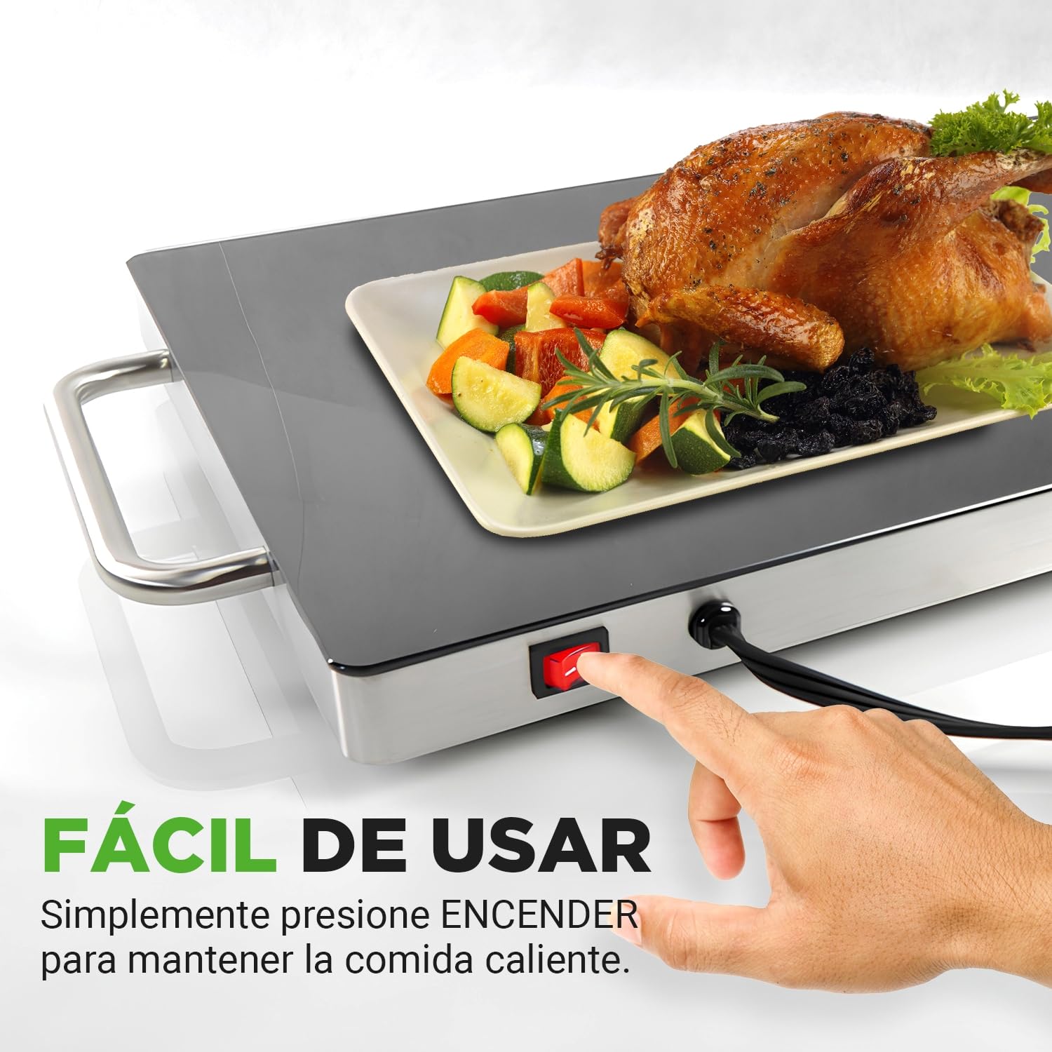 Nutrichef Plancha electrica, Hot Plate, Calienta Platos, Superficie de Vidrio Negro, Ideal para hogar, Buffets, Fiestas, Cocinas y restaurantes