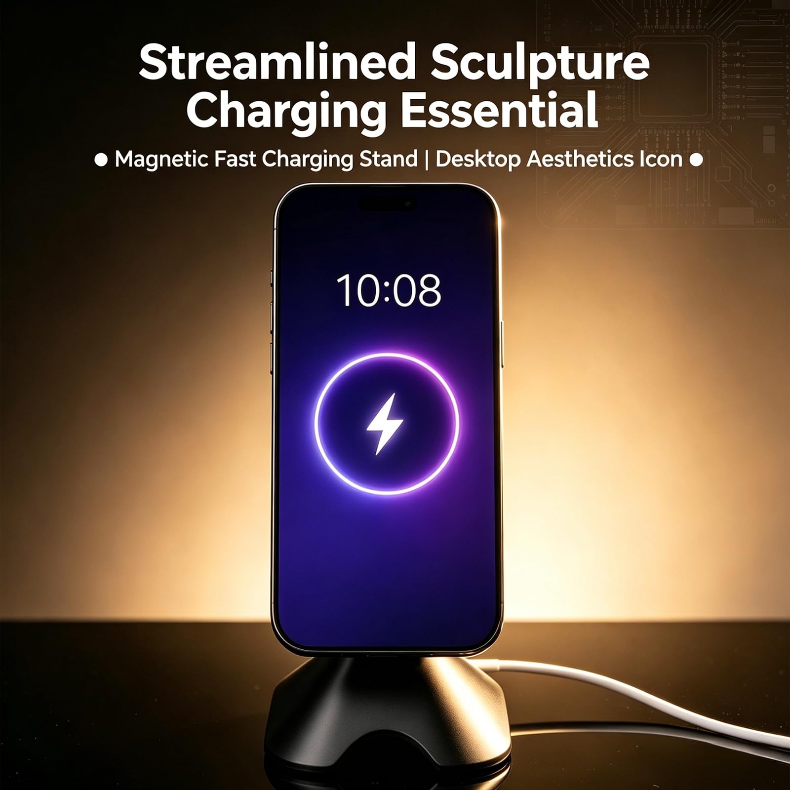 Supporto magnetico per telefono con base di ricarica wireless rapida | Ricarica rapida da 15W con allineamento automatico, angolazione regolabile, compatibile con i principali smartphone