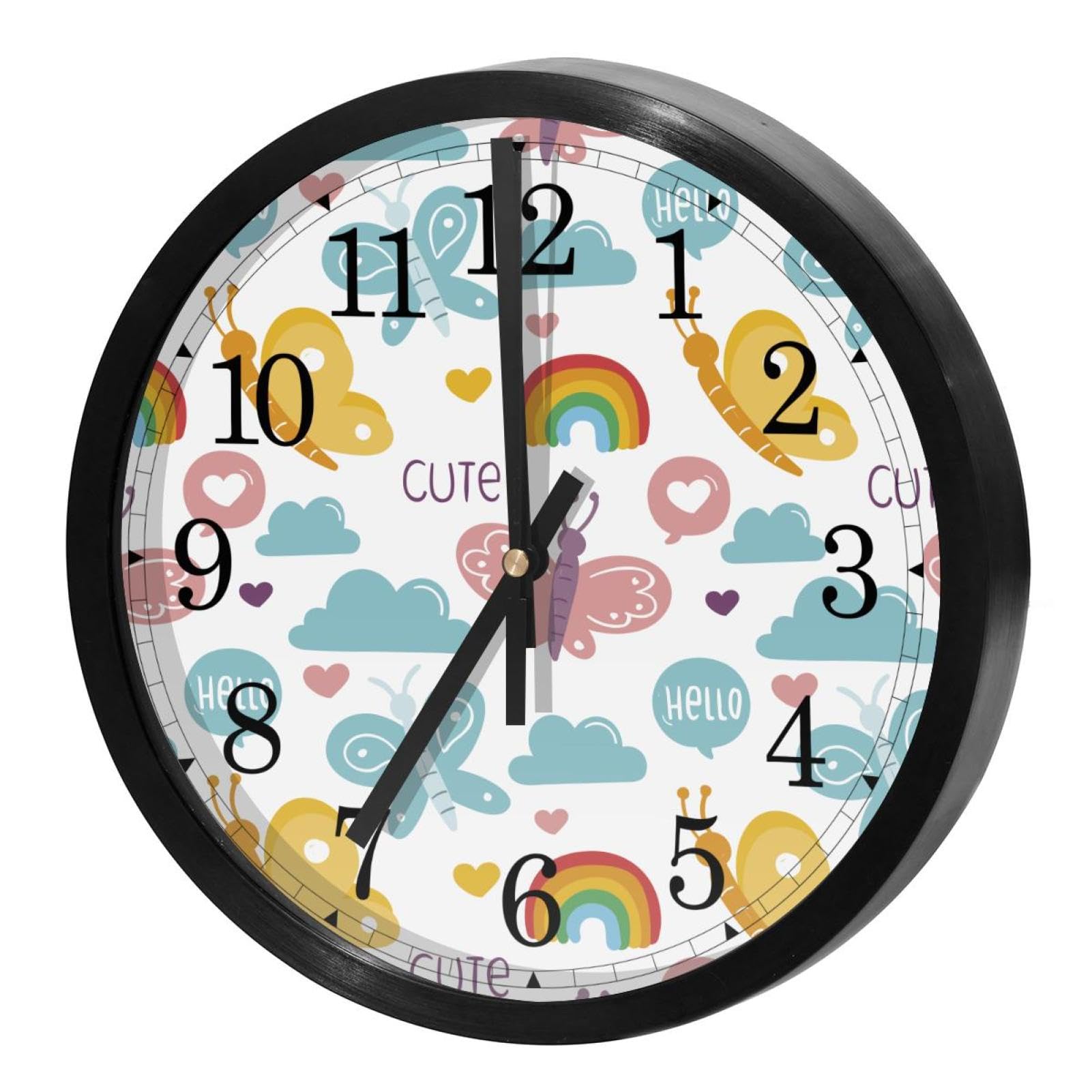 Horloge murale silencieuse à quartz papillons pour décorer une cuisine familiale