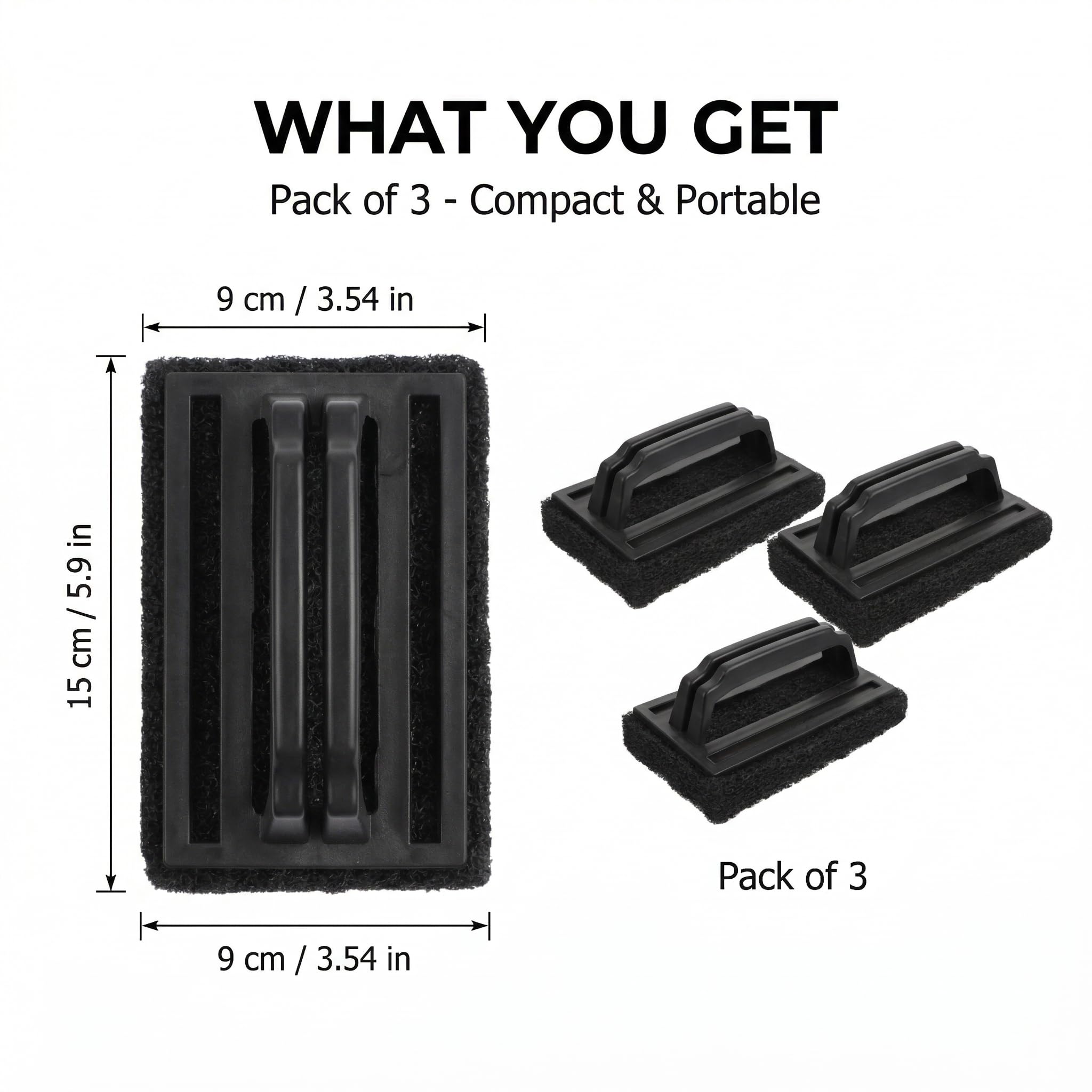 Yardwe Lot de 3 brosses de Nettoyage pour Barbecue - Poignée Ergonomique - Nettoyage Efficace pour Barbecue à gaz et Cuisine - Idéal pour la saleté et la Rouille