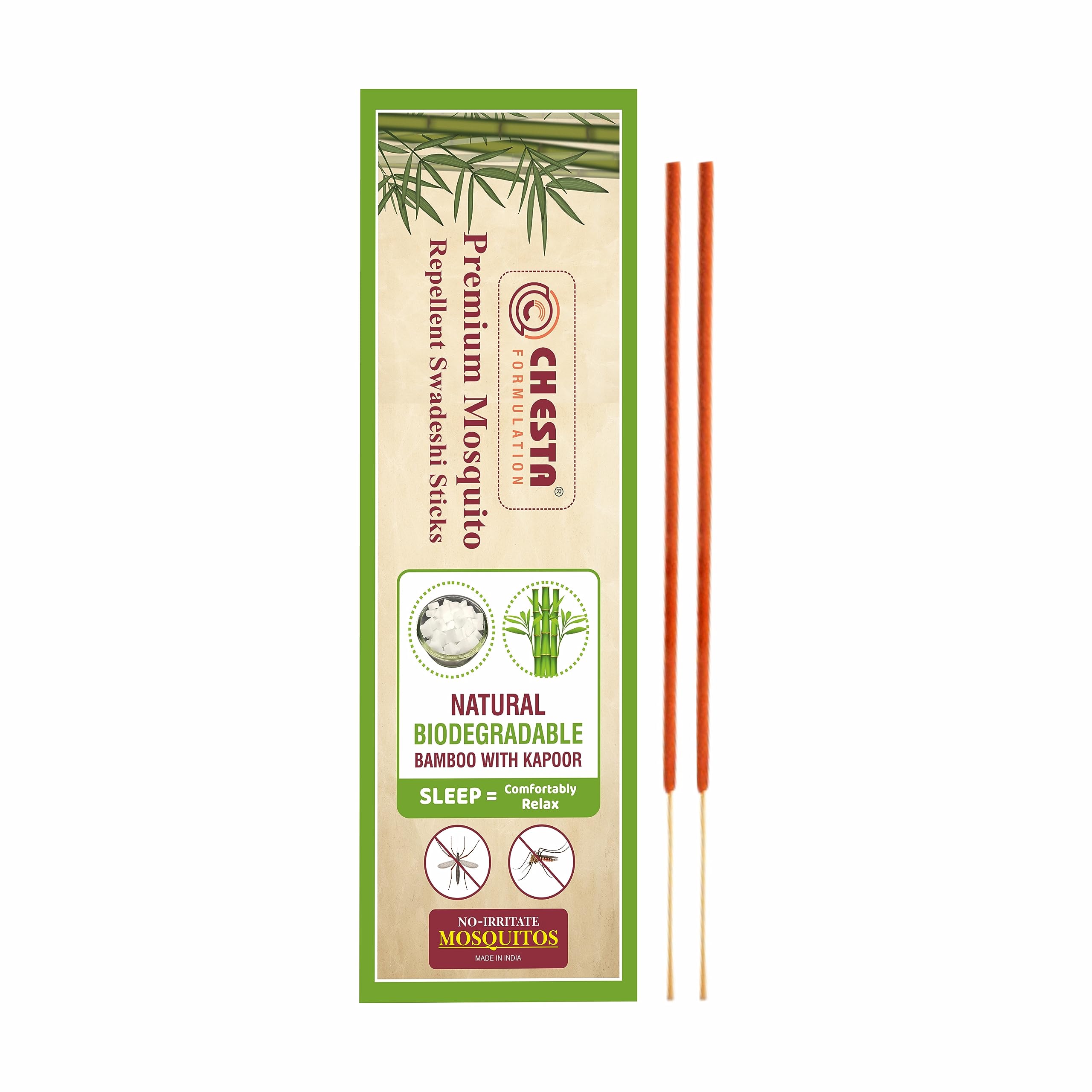 CHESTA FORMULATION Premium Mosquito Repellent Swadeshi Bamboo with Kapoor Mosqutio Repellent Sticks |Machar Agarbatti| Mosquito Repellent | Burn Time- 1 Hours Approx Pack of 1 (120 Sticks)