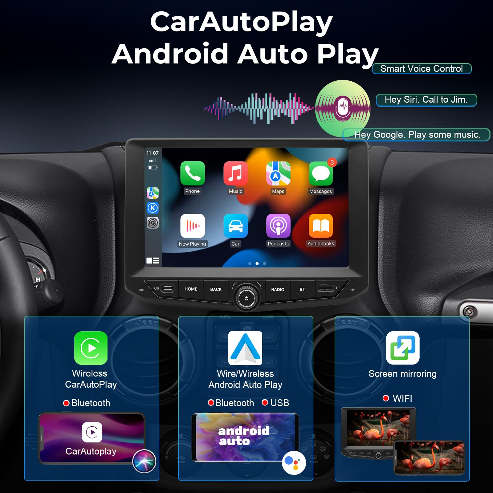 SWTNVIN 9" Autoradio für Jeep Wrangler JK 2011 2012 2013 2014 2015 2016 2017, Android 14 GPS 1280x720P IPS QLED-Bildschirm, CarPlay & Android Auto, 4G LTE/5G WiFi, DTS, Octa-Core 4+6 GB