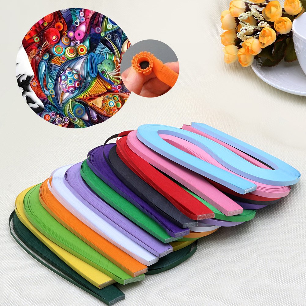 Shoresu 120 Stripes Quilling Paper 5mm Width Solid Color Origami Paper DIY Hand Crafts Dark Green 52cm/20.47