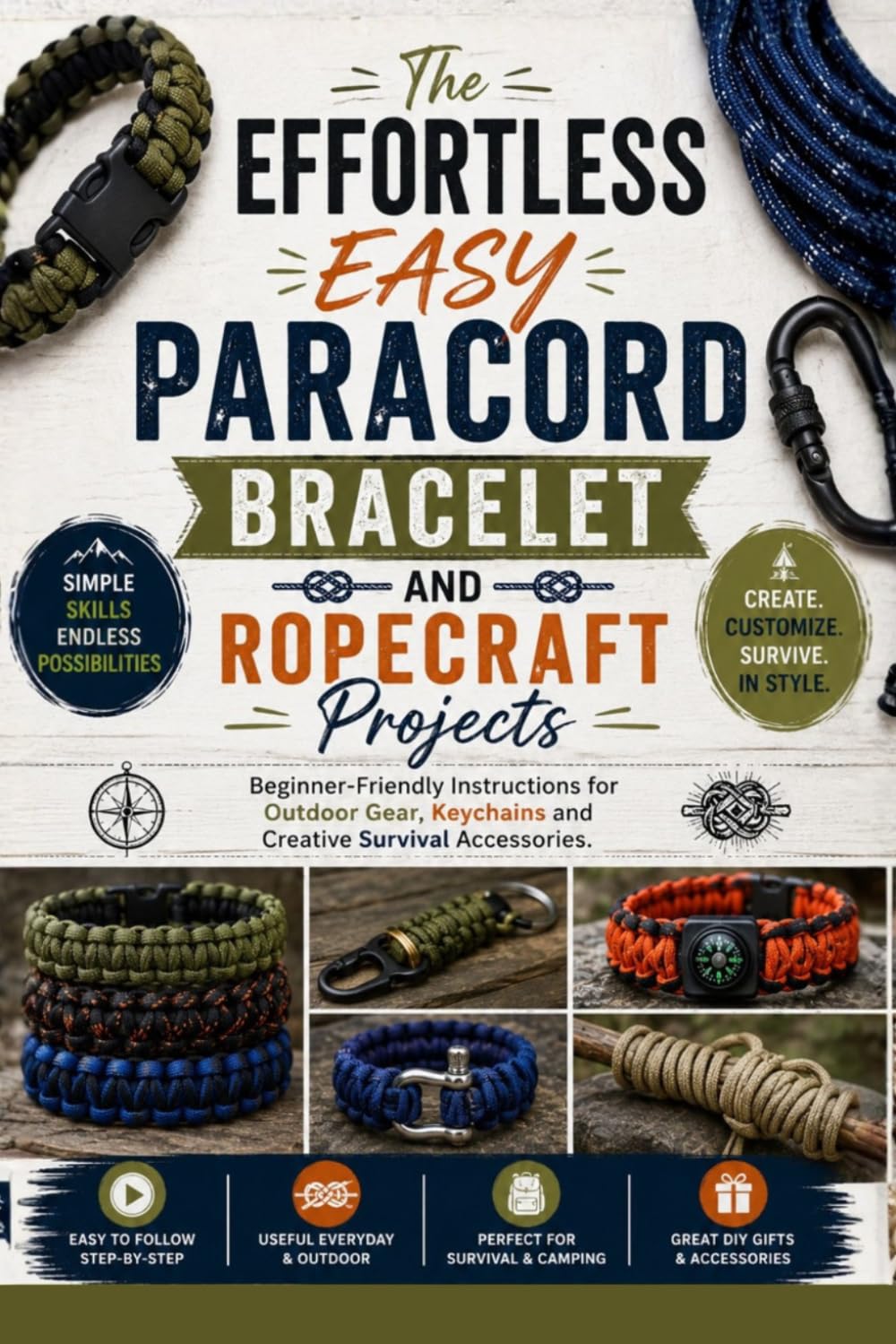 The Effortless Easy Paracord Bracelet and Ropecraft Projects: Beginner-Friendly Instructions for Outdoor Gear, Keychains and Creative Survival Accessories