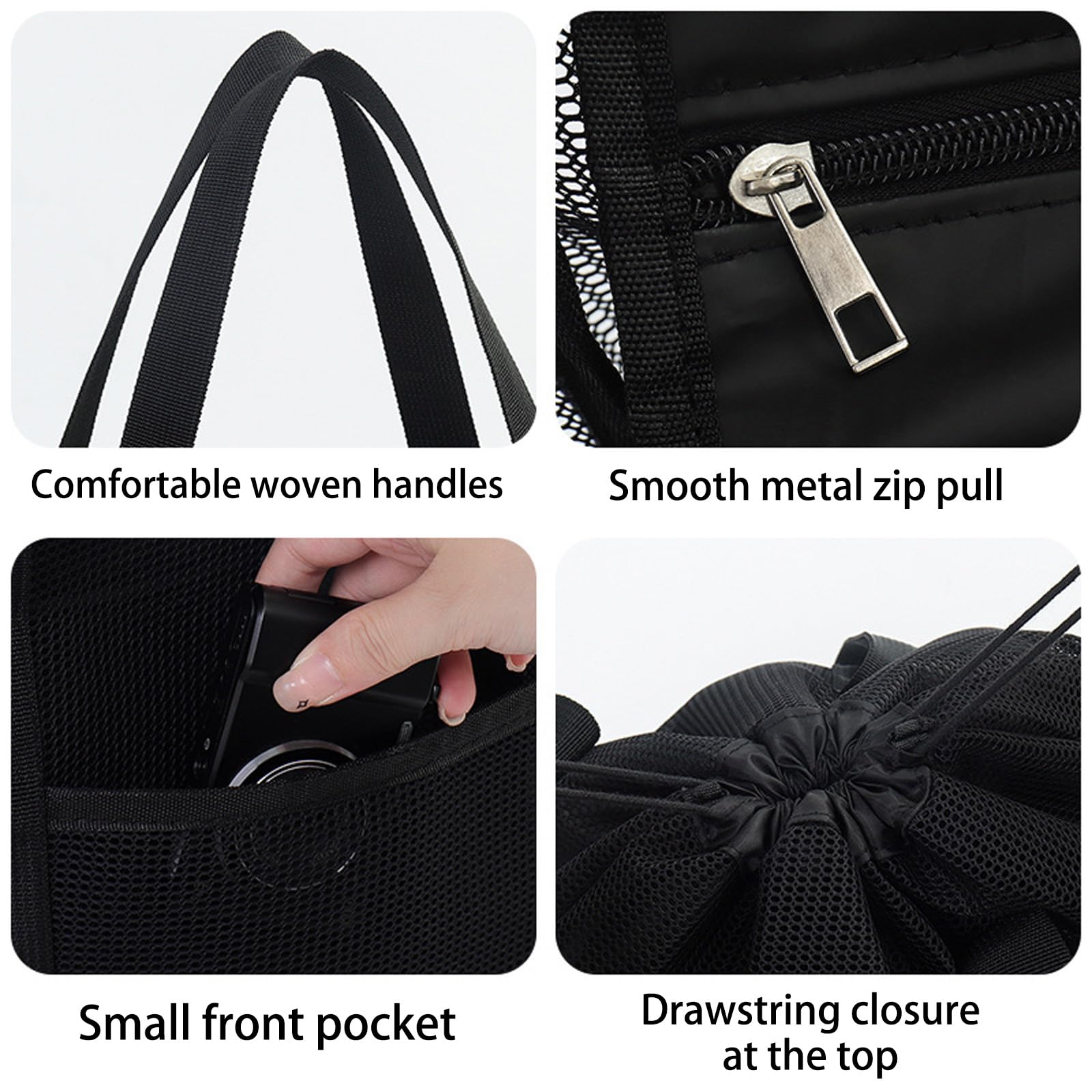 Borsa Mare in Rete, Borsa Spiaggia Donna Di Grande Capacità con Separazione Bagnato-Asciutto,Tasca Impermeabile in Pvc, Chiusura A Cordino, Beach Bag Leggera per Piscina, Vacanze, Viaggio | Traspirante