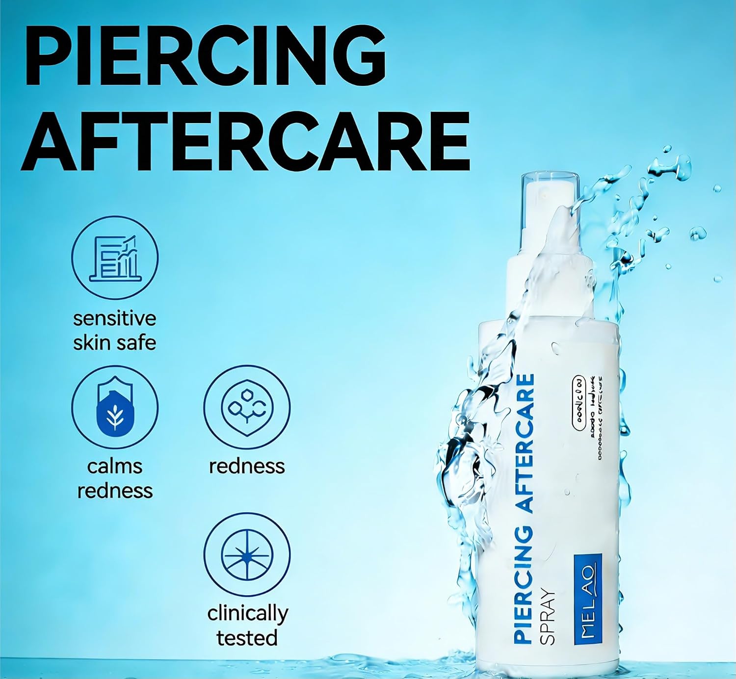 Piercing Care Spray, suitable for cleaning body piercings, cleansing spray for new piercings