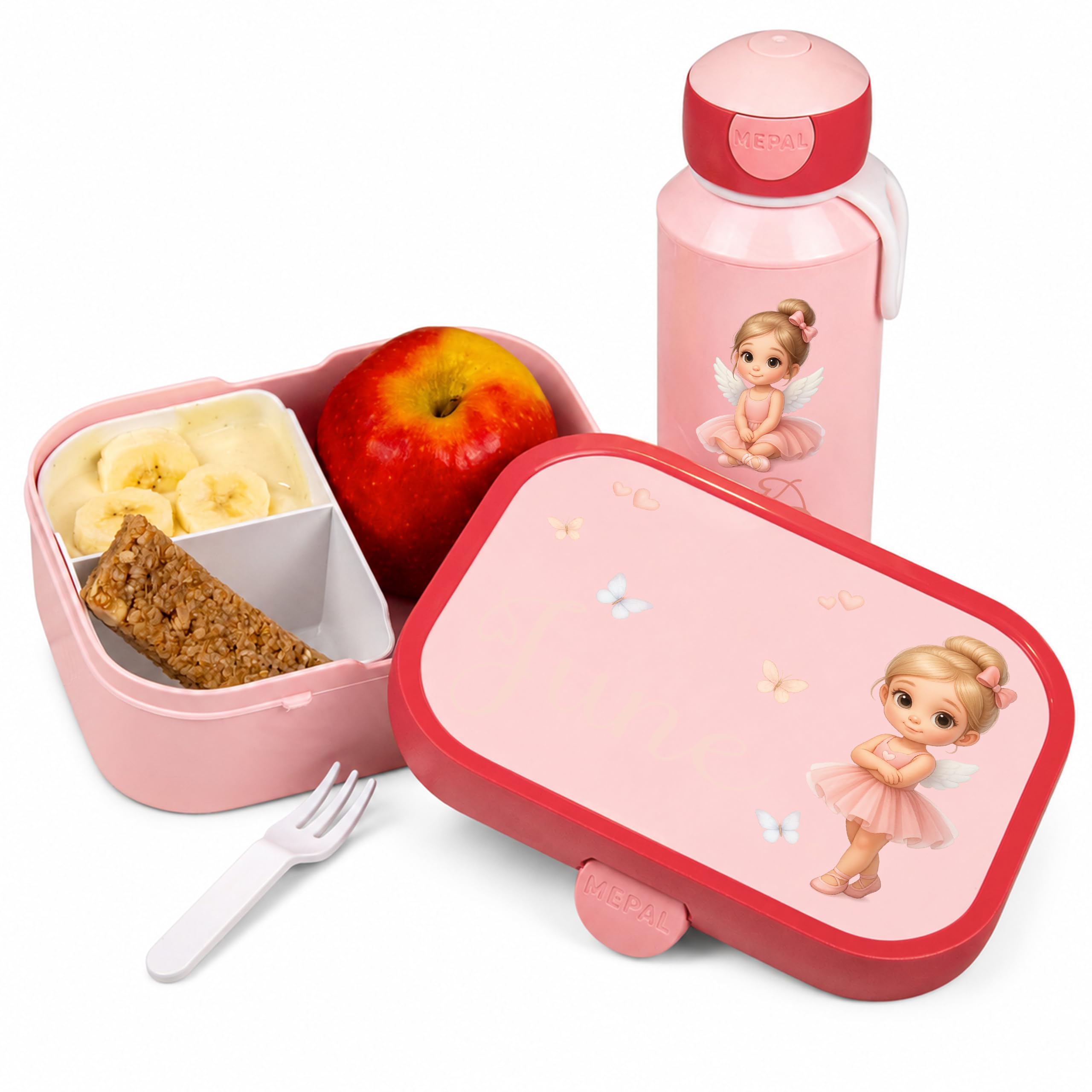 Mepal Personalisierte Brotdose Trinkflasche | Tanzen Ballerina Engel Motiv