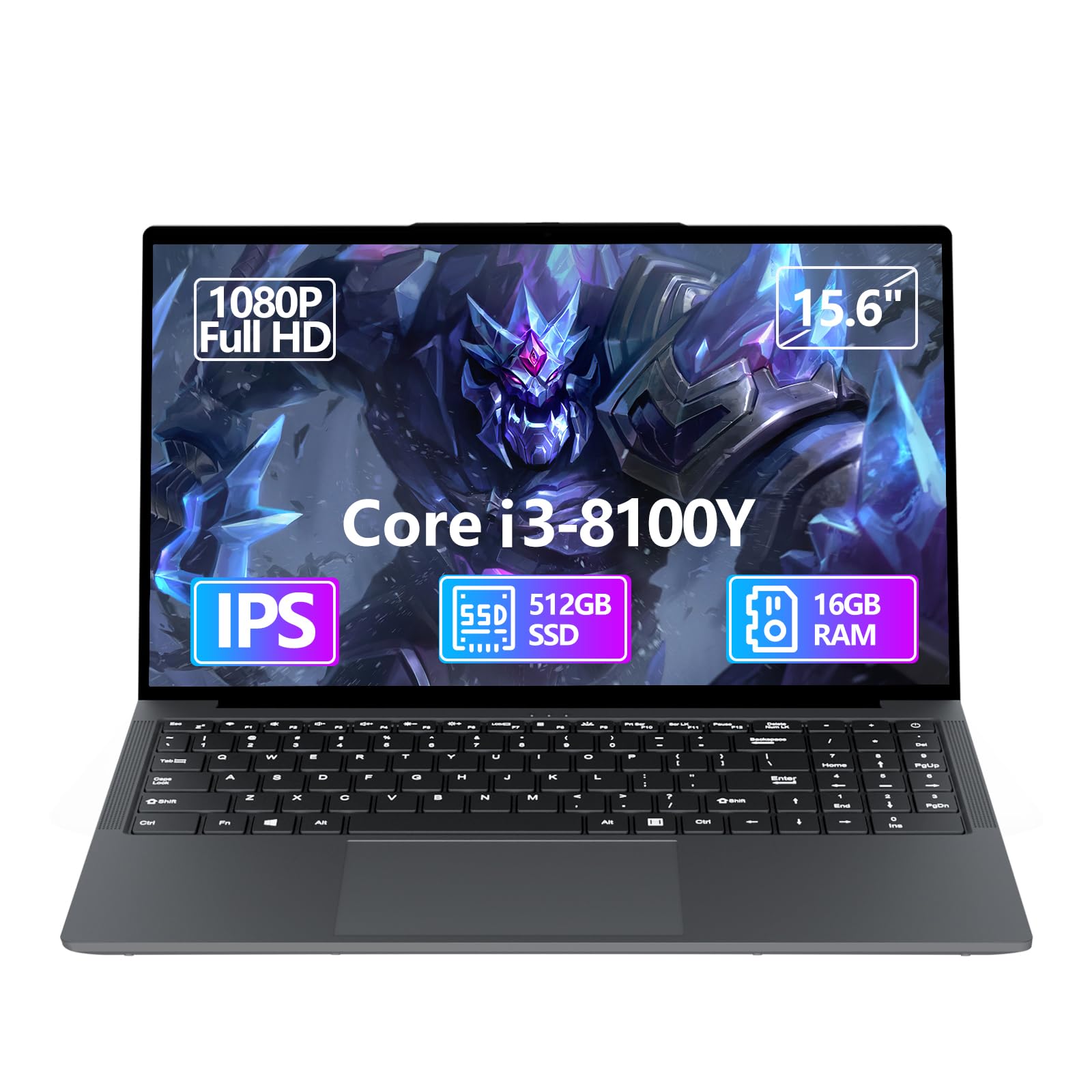 KAQIMOCI 15,6 Pulgadas Ordenador Portátil Core i3-8100Y 16GB RAM 512GB SSD, PC Portátil FHD 1920 x 1080, Computadora Portátil con Tipo C USB 3.0 Mini HDMI Wi-Fi Bluetooth 5.0 Laptop Teclado numérico