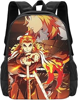 [COOLEAD] 鬼滅の刃 煉獄杏寿郎 リュック 大容量収納 耐摩耗 防水 通学 屋外 遠足 旅行 学校 学生 Pc収納 多機能リュック お祝い プレゼント リュック 男女兼用バックパック A119