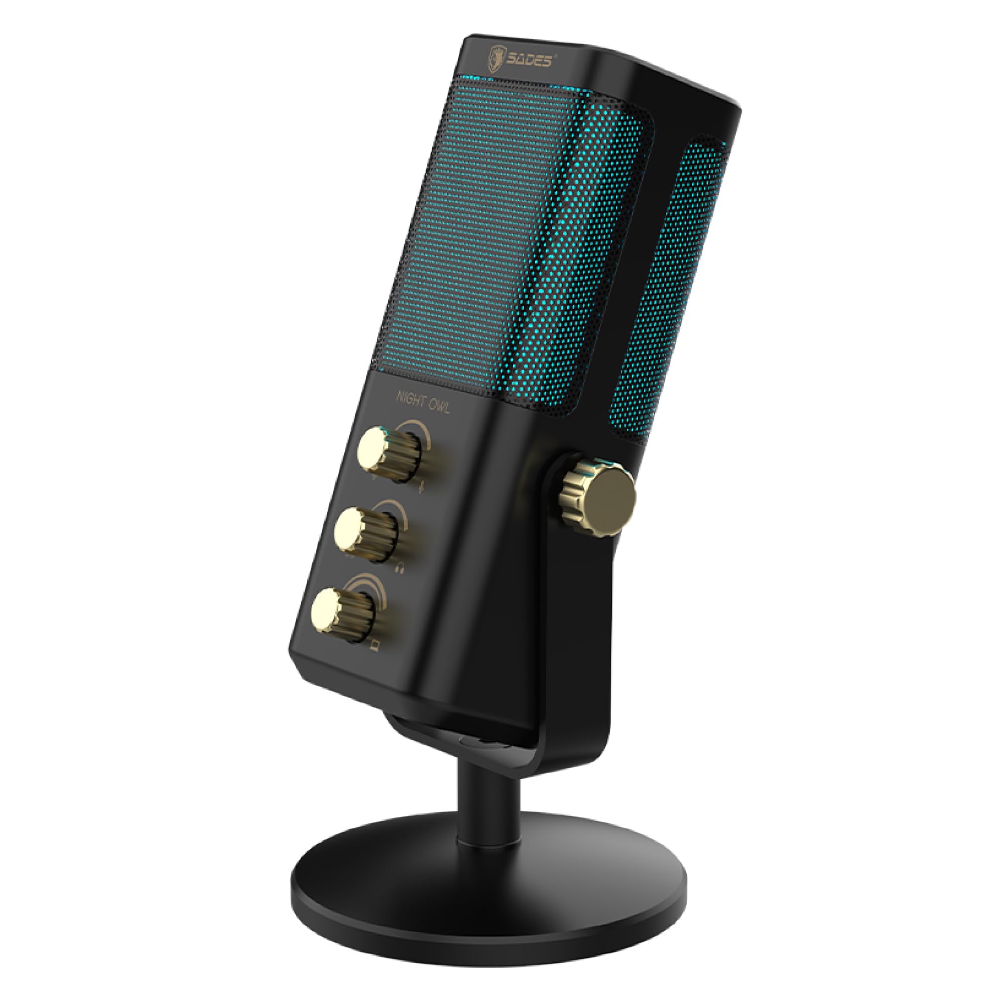 Night Owl USB Gaming Microphone – Cardioid Condenser Mic with RGB Lighting, Gain Control, Plug and Play for PC, Streaming & Podcasting (Black)-image-6