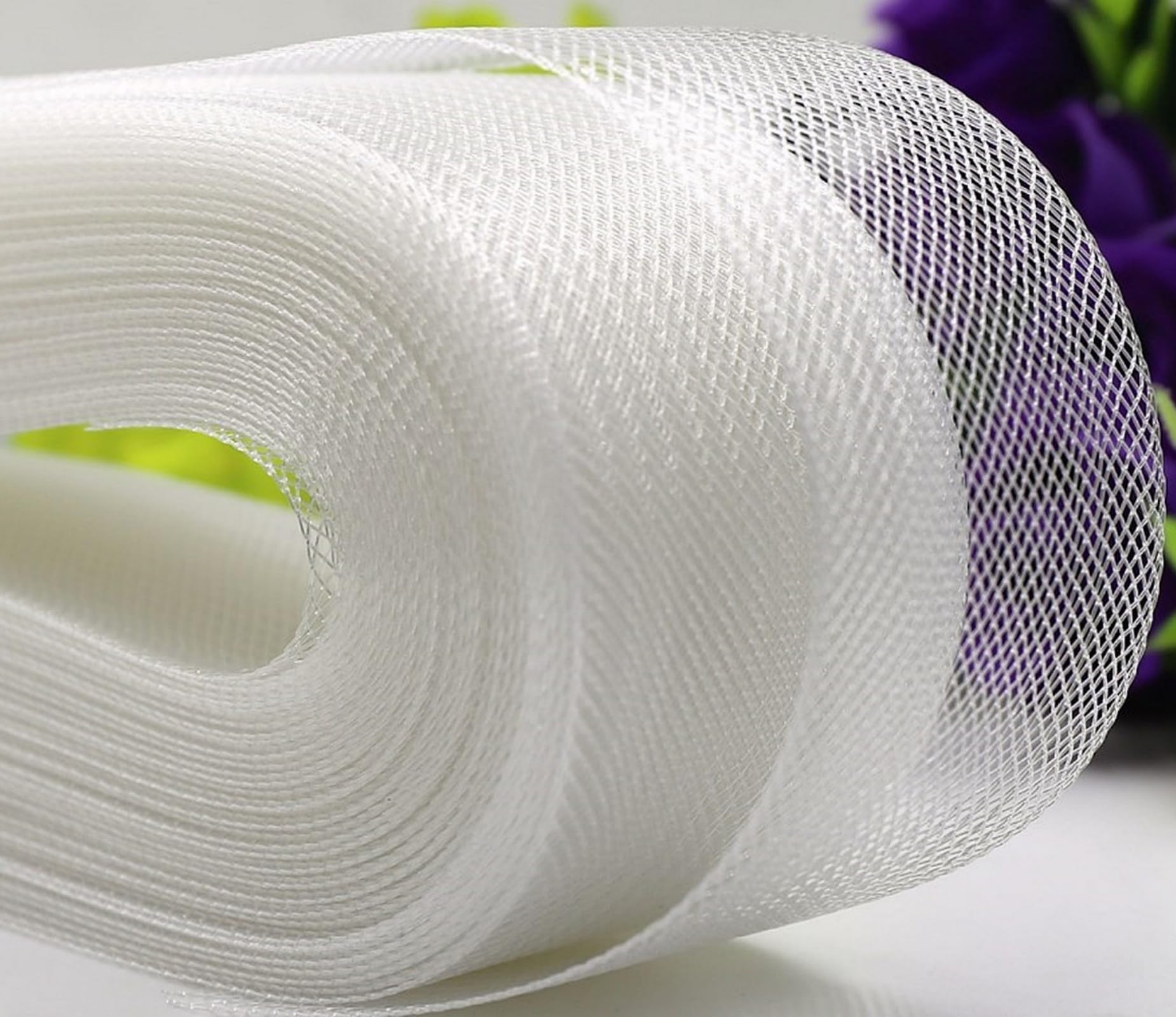 Abbaoww Stiff White Horsehair Braid 3 Inch Wide 25 Yards for Sewing Wedding Dress Dance Gowns Accessories Shaping Trimming