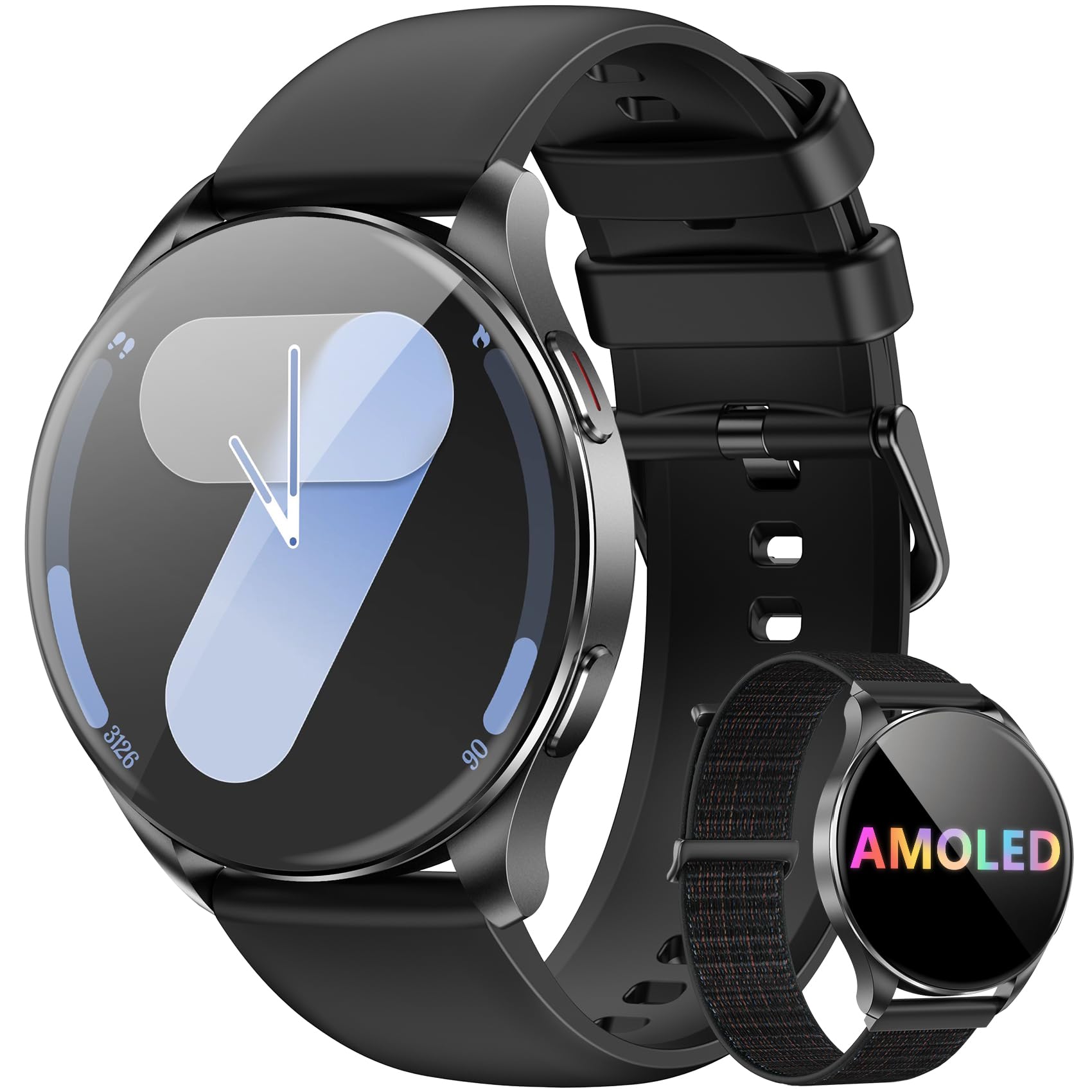 Blackview Montre Connectée Smartwatch Hommes Femmes - Écran AMOLED 1.43", Appels Téléphoniques Directs, Moniteur Fréquence Cardiaque 24/7 et Sommeil, Compatible Android iOS, Montre Sport Étanche IP68
