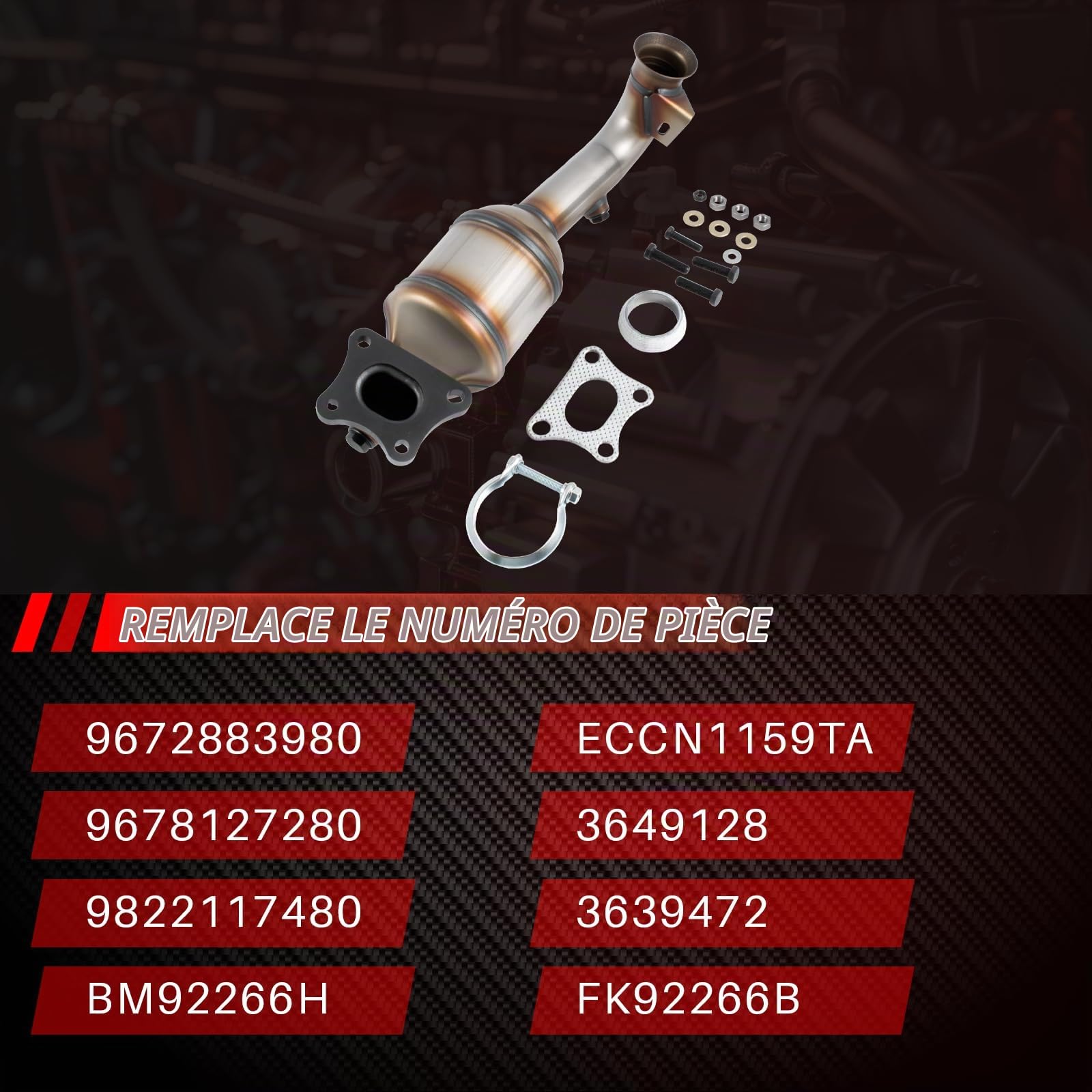 Kit d'installation de remplacement de filtre à particules de convertisseur catalytique pour C1 C3 C4 DS3 108 208 3011.2 VTi Numéro de pièce 9672883980 9678127280 BM91784H