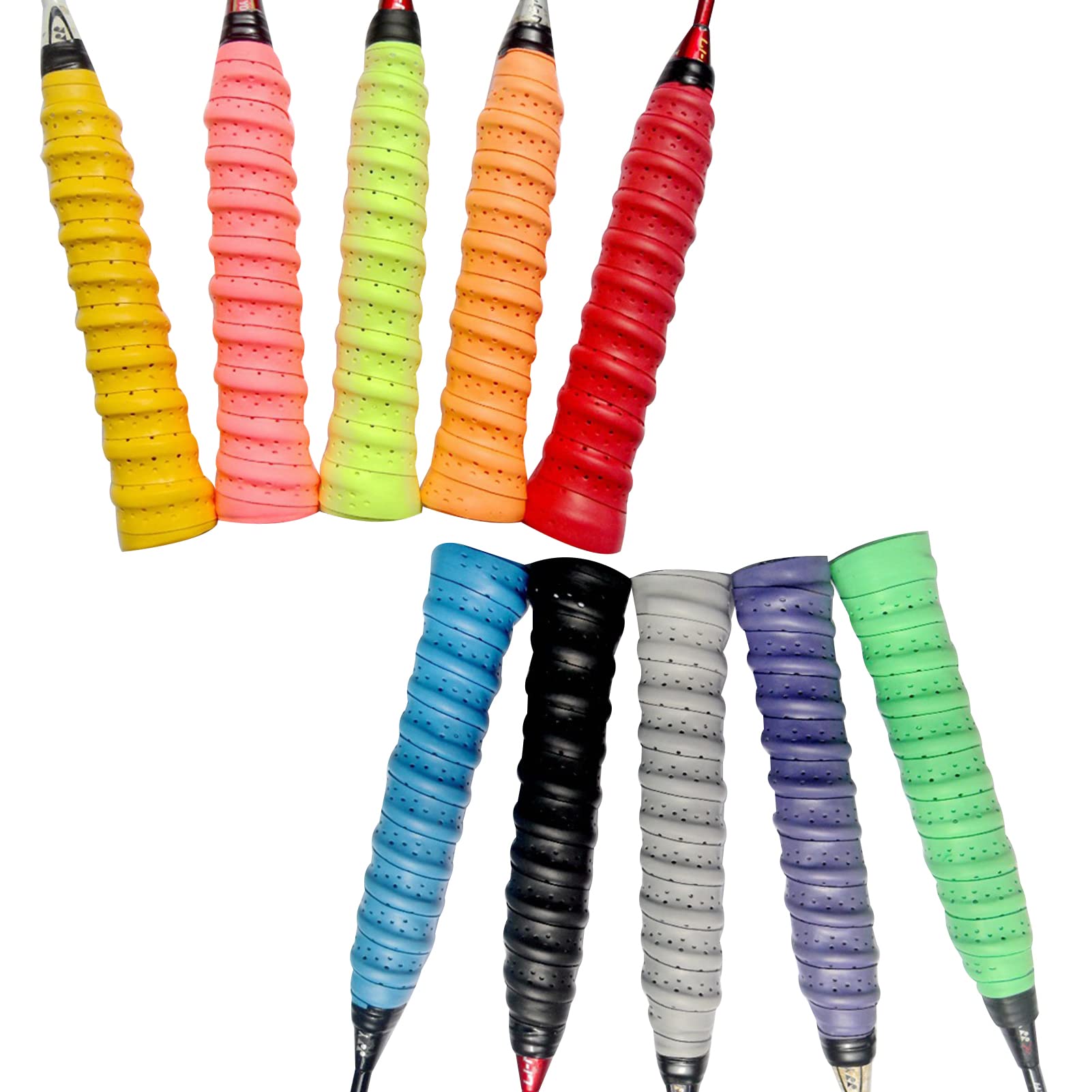 10Pcs Tennis Racket Grip Tape, Handle Wrap Overgrip, Racket Grip Tape for Tennis and Badminton, Bicycle Handle Strap, Anti-Slip and Absorbent Grip