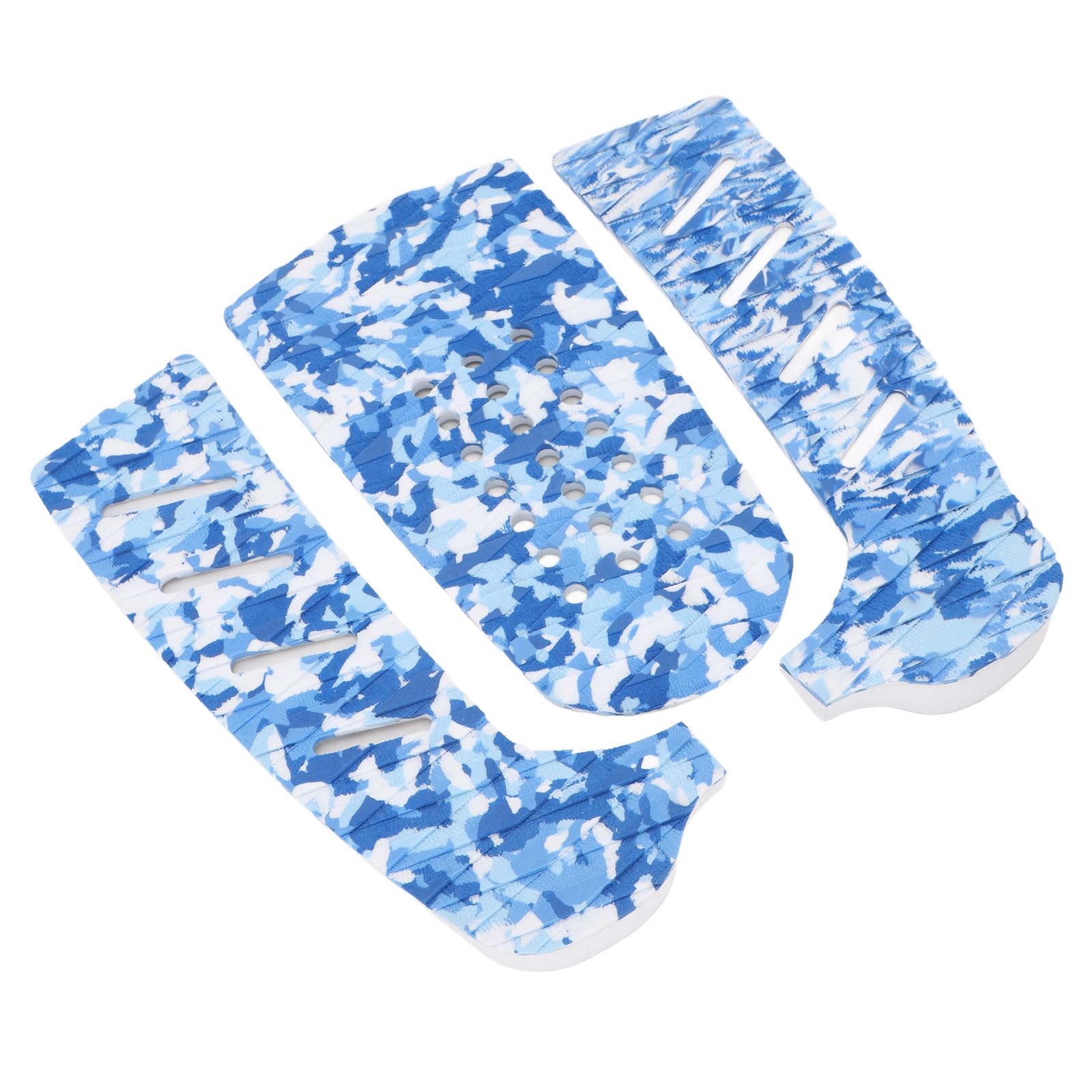 equlup 3Pcs Surf Deck Traction Pads, EVA Boat Flooring Non Slip Grip Double Diamond Pattern Surfboard Grip Mat with Hole for Fishing Boat Kayak