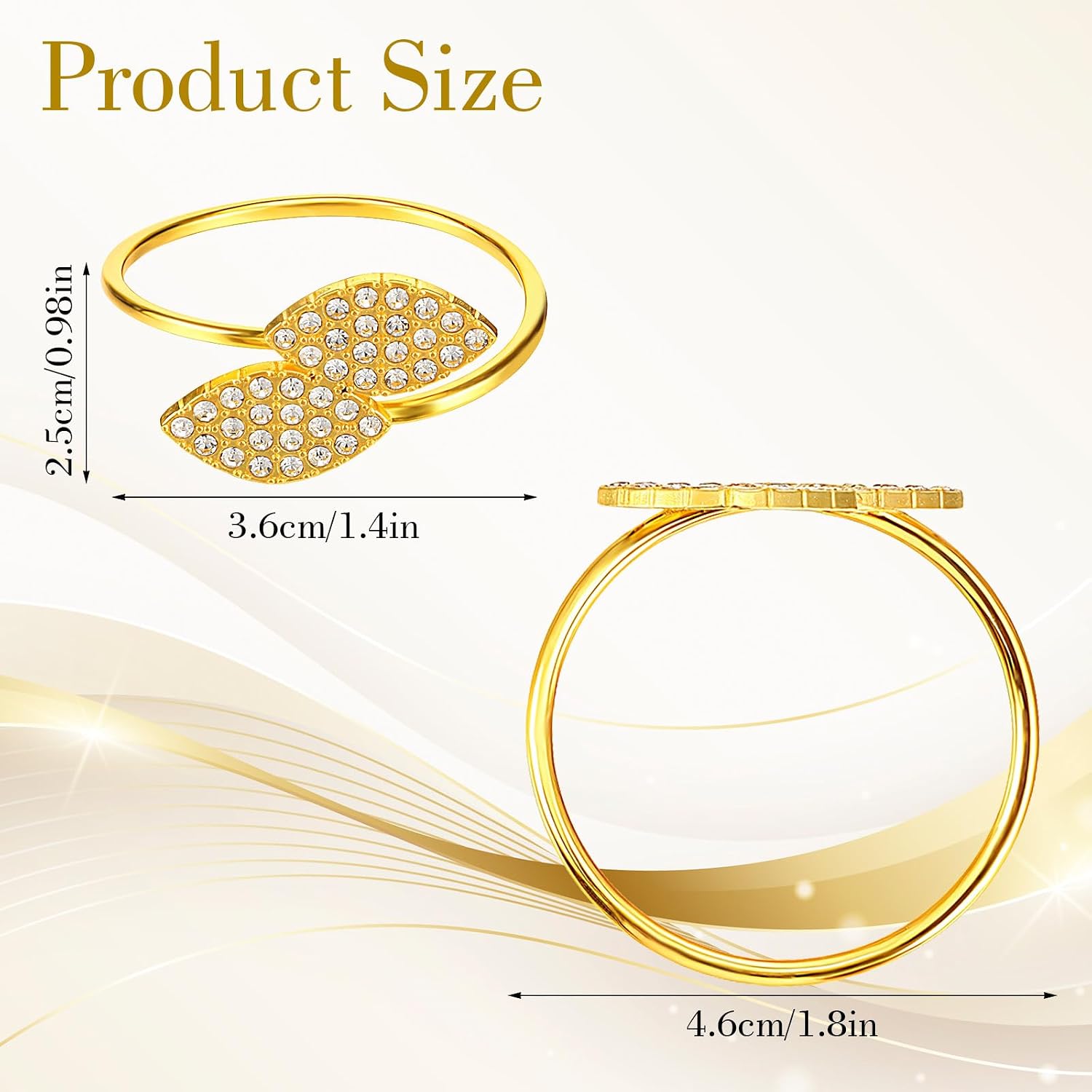 100 Pcs Rhinestone Gold Napkin Rings, Bling Gold Napkin Holders Metal Napkins Rings Guest Towels Buckle Table Decor with Glittering Accents for Weddings Banquets Parties
