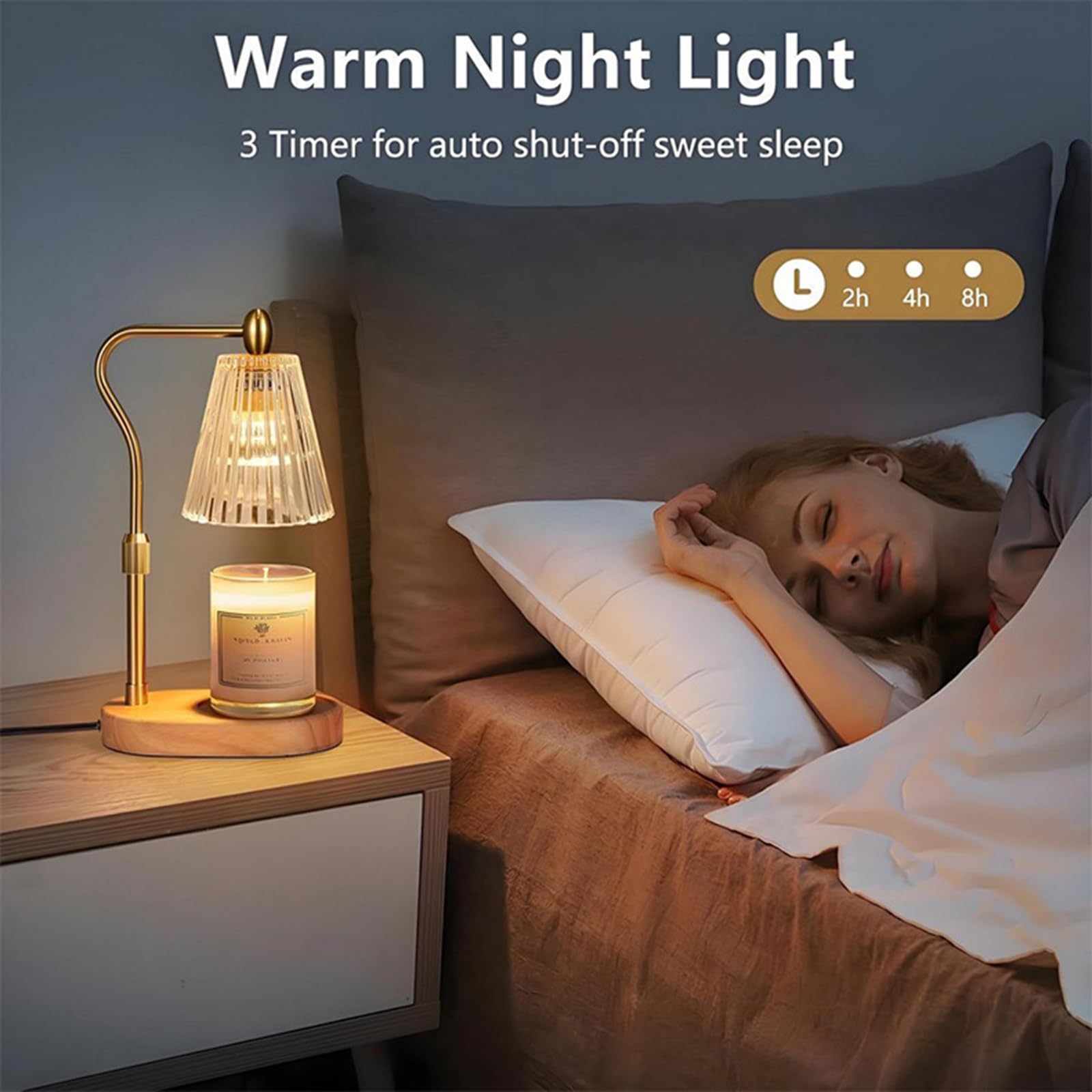 Lampe chauffante à bougie avec minuterie, sans flamme et parfumée