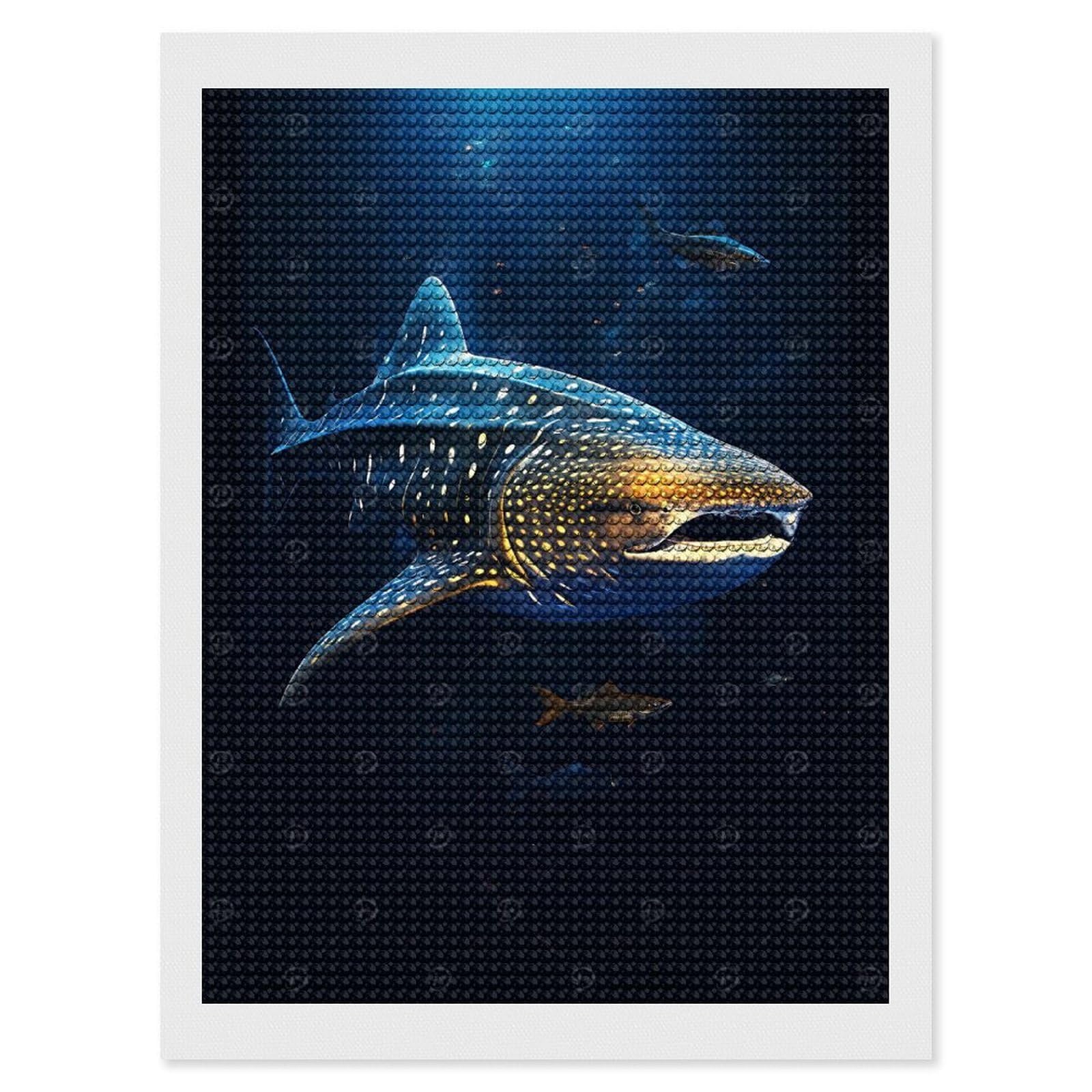 Junmoney Whale Shark Underwater(2) DIY Diamond Art Canvas Kit 12"x16", Pleasing Wall Art Project, Easy Handmade Project, Living Room Decor