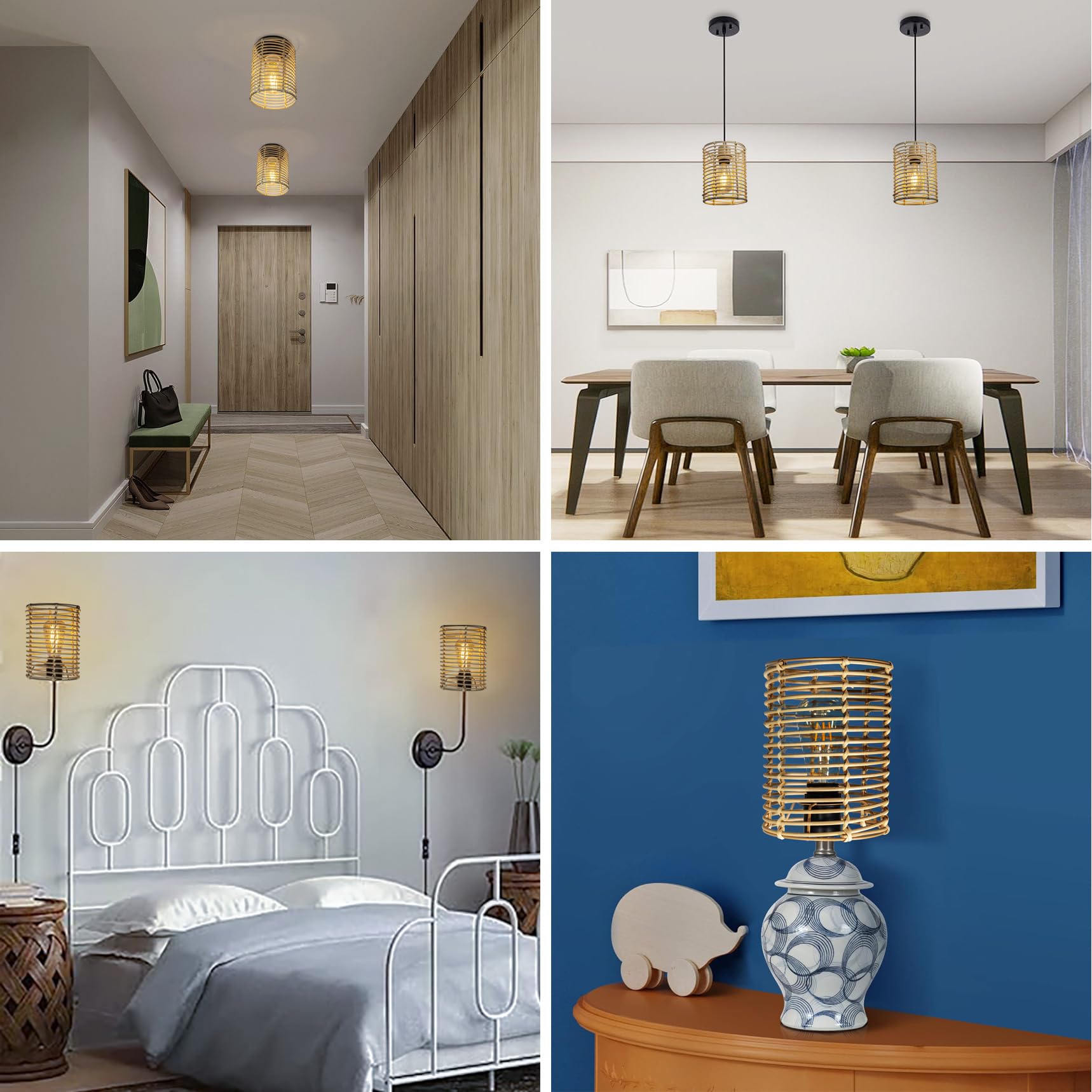 Abażur nowoczesny styl boho, cylindryczny do zdejmowanej lampy stojącej, lampa wisząca i lampa ścienna, klosz lampy stołowej (beżowy, 2 szt.: średnica 14 cm, wysokość 20 cm)