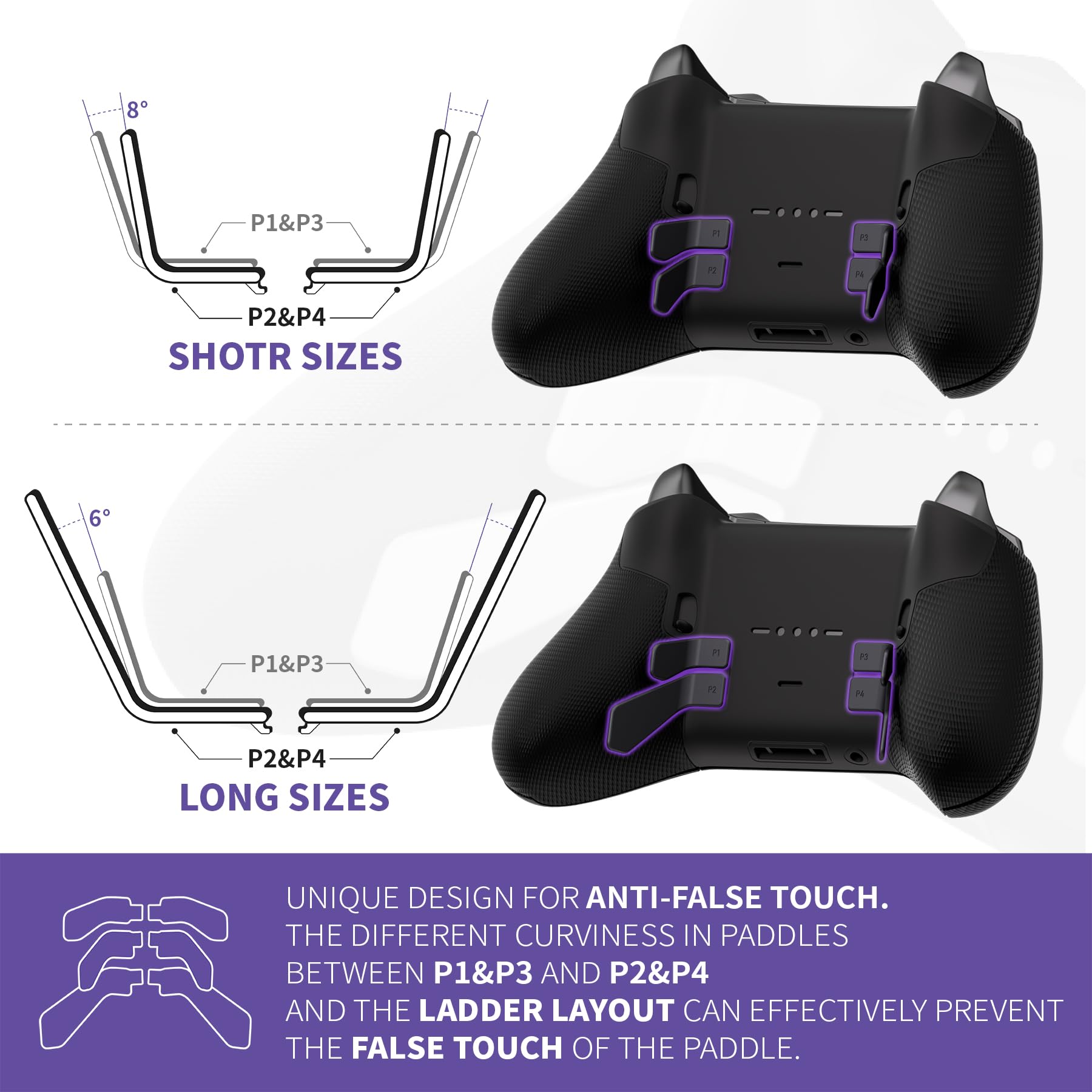 eXtremeRate Swift Paddles Metallo per Xbox Elite Series 2 Controller,6 Palette Levette Posteriori Tasti Pulsanti Intercambiabile per Xbox Elite V1/Series 2 Core Joystick-Nero