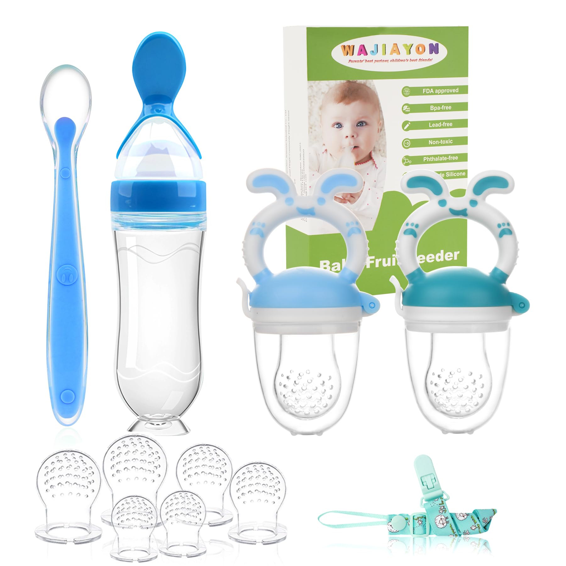 WAJIAYON Baby Fruit Feeder Pacifier Infant Food Feeder Pacifier Baby  Food Dispensing Spoon Mesh Fresh Fruit Teethers for Babies Teething