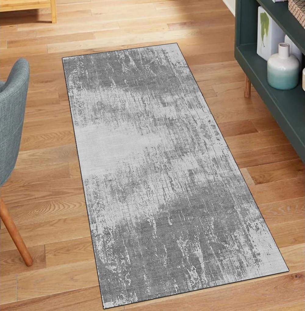 Alfombra lavable antideslizante gris oscuro textil pasillo