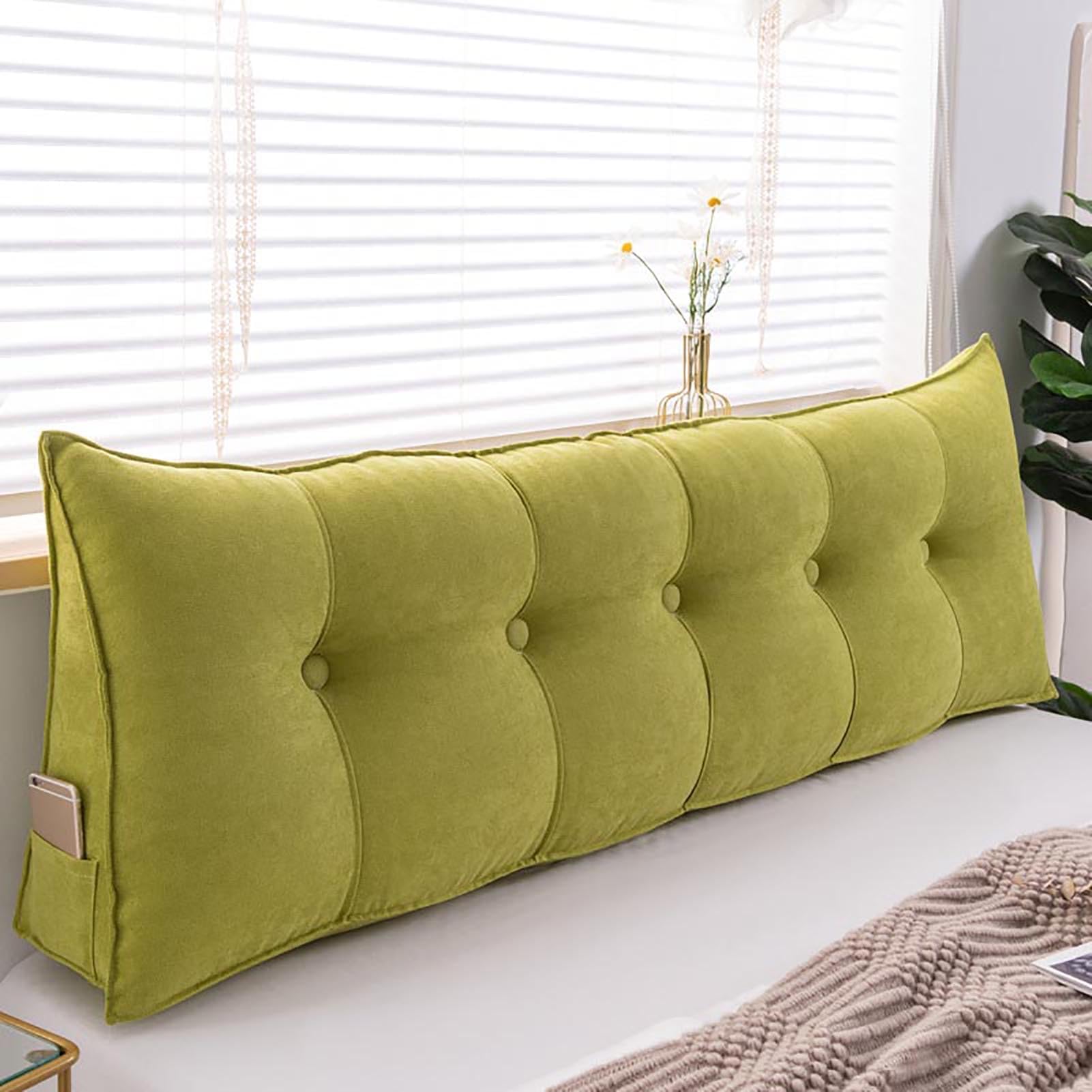 Reading Backrest Cushion Large Triangular Bed Wedge Pillow for Lumbar Support - Comfortable Headboard Pillow with Washable Cover