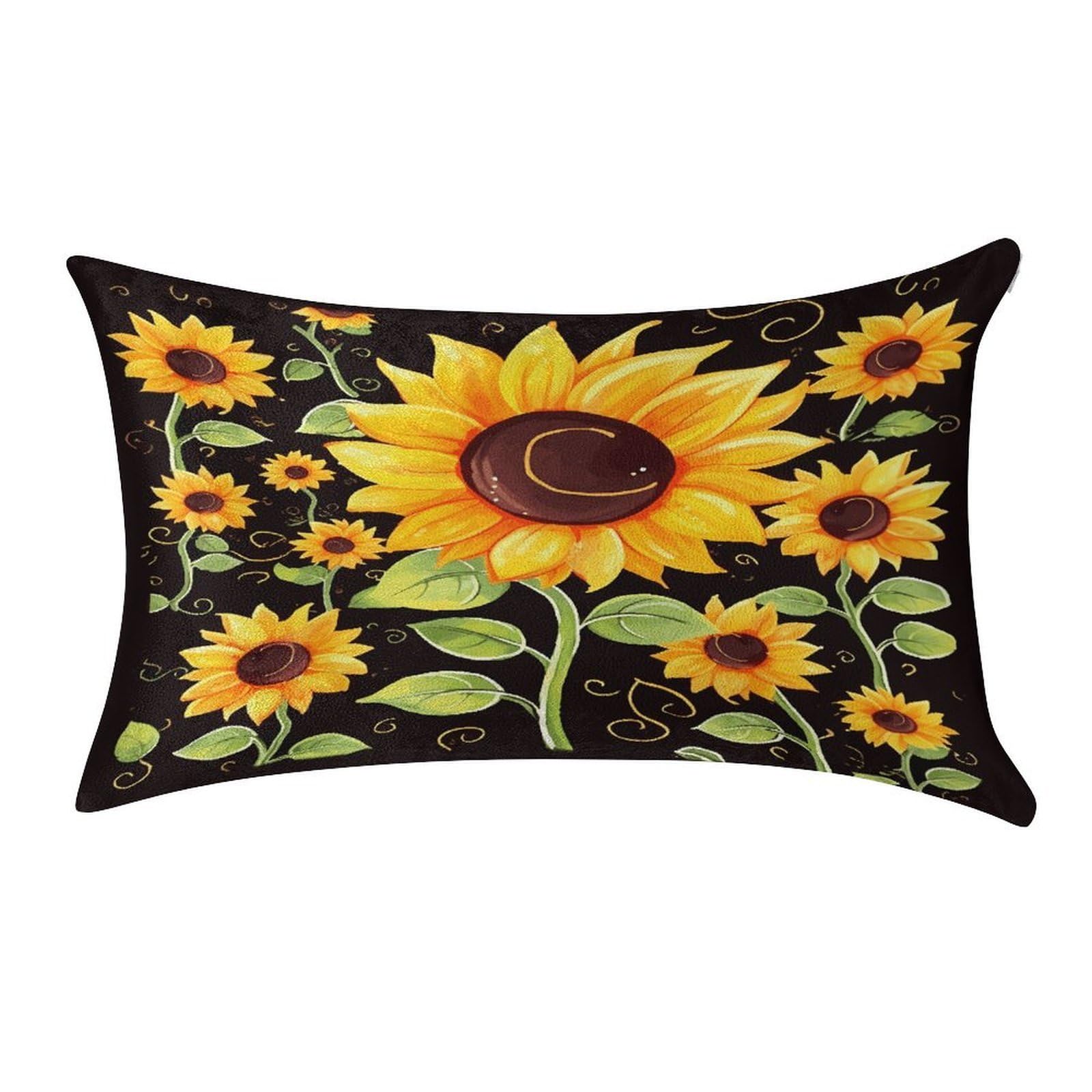 FekiLoot Cute Sunflower Pillow Covers Luxury Velvet Oblong Pillowcases Rectangular Throw Pillows Case Decorative Velvet Cushion Covers Ultra Soft Lumbar Pillow Shells 12 X 20 in