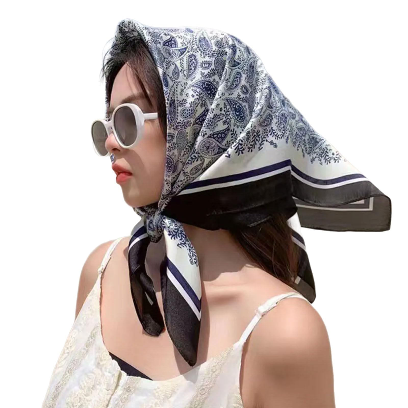 Uitndvyte Unisex D 70Cm Vibrancy Patterne Hea Scarf Square Headwrap Breathable Shawl For Women Various Occasion An Photoshooting Wear Breathable Hea Scarf