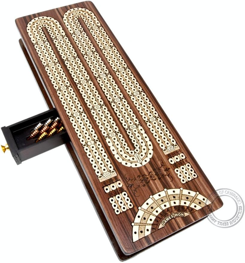 House of Cribbage - Continuous Cribbage Board/Box Inlaid in Rosewood ...